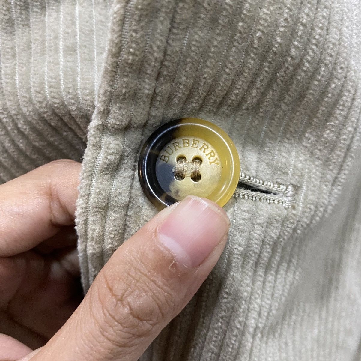 Burberry × Vintage VTG Burberry London Corduroy Open Collar Button Coat Jackets Size US XL / EU 56 / 4 - 12 Thumbnail