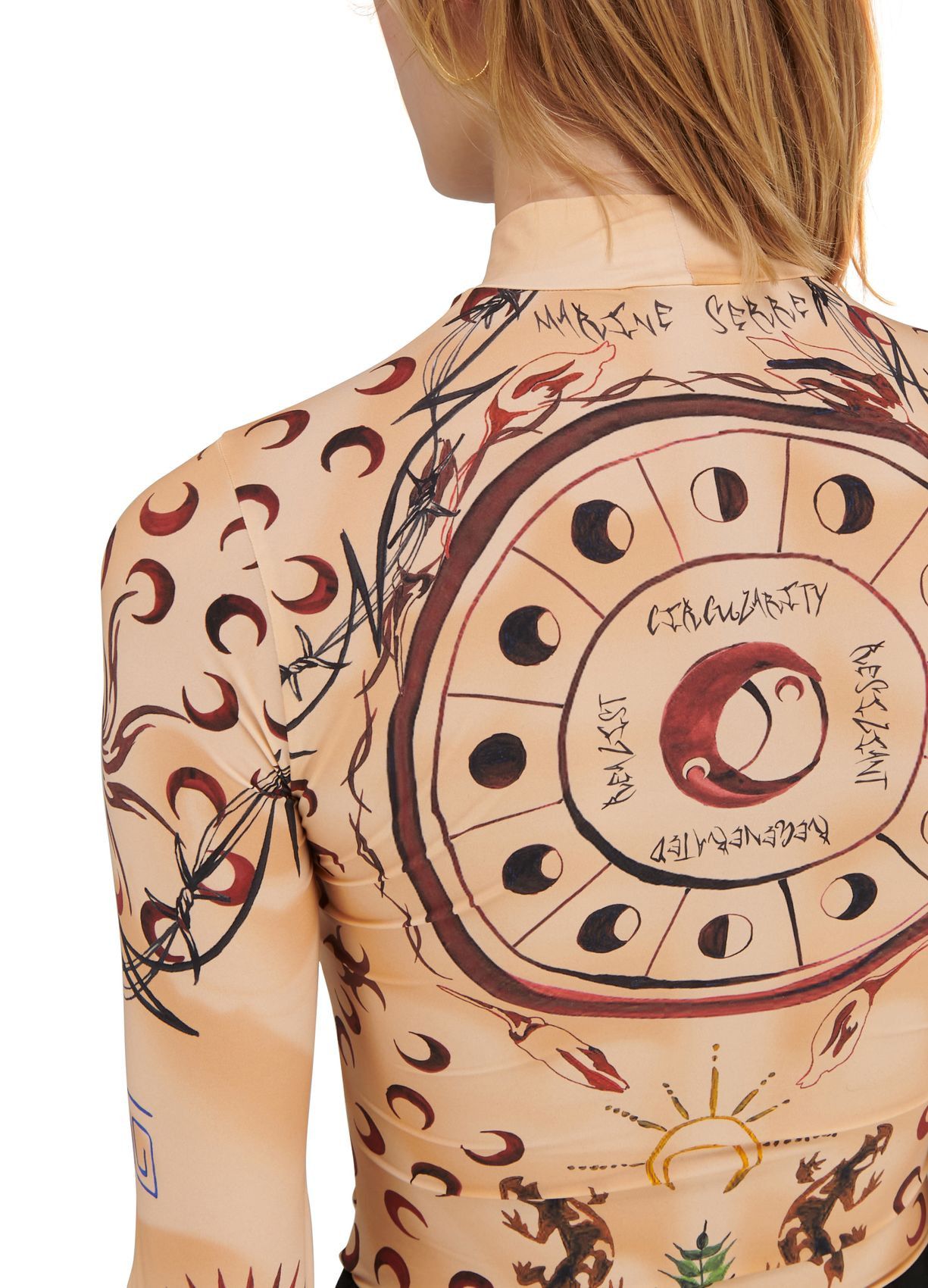 Marine Serre Whiteline Tan Tattoo Moon Logo Print Second Skin Top Size L / US 10 / IT 46 - 5 Thumbnail