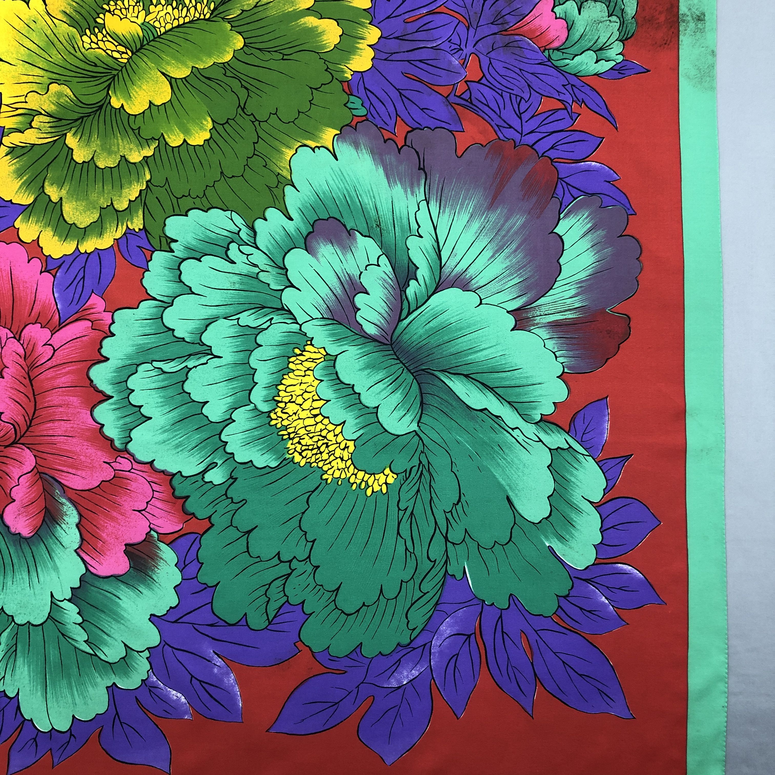 Japanese Brand Vintage 90s Floral SILK Scarf Twill Stole Wraps Scarves Size ONE SIZE - 4 Thumbnail