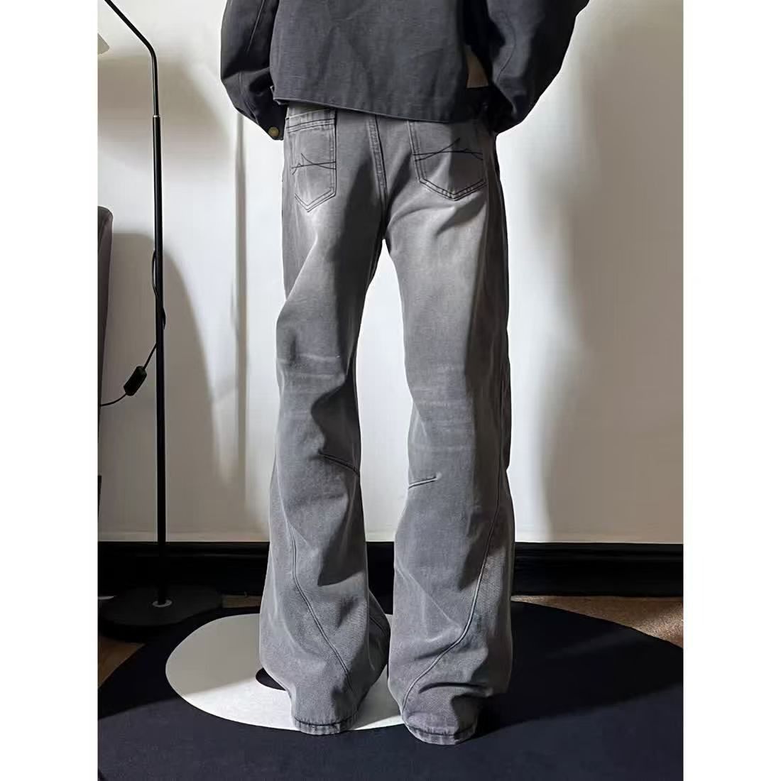 Japanese Brand × Jean Grey washed distressed vintage straight jeans Size US 32 / EU 48 - 5 Thumbnail