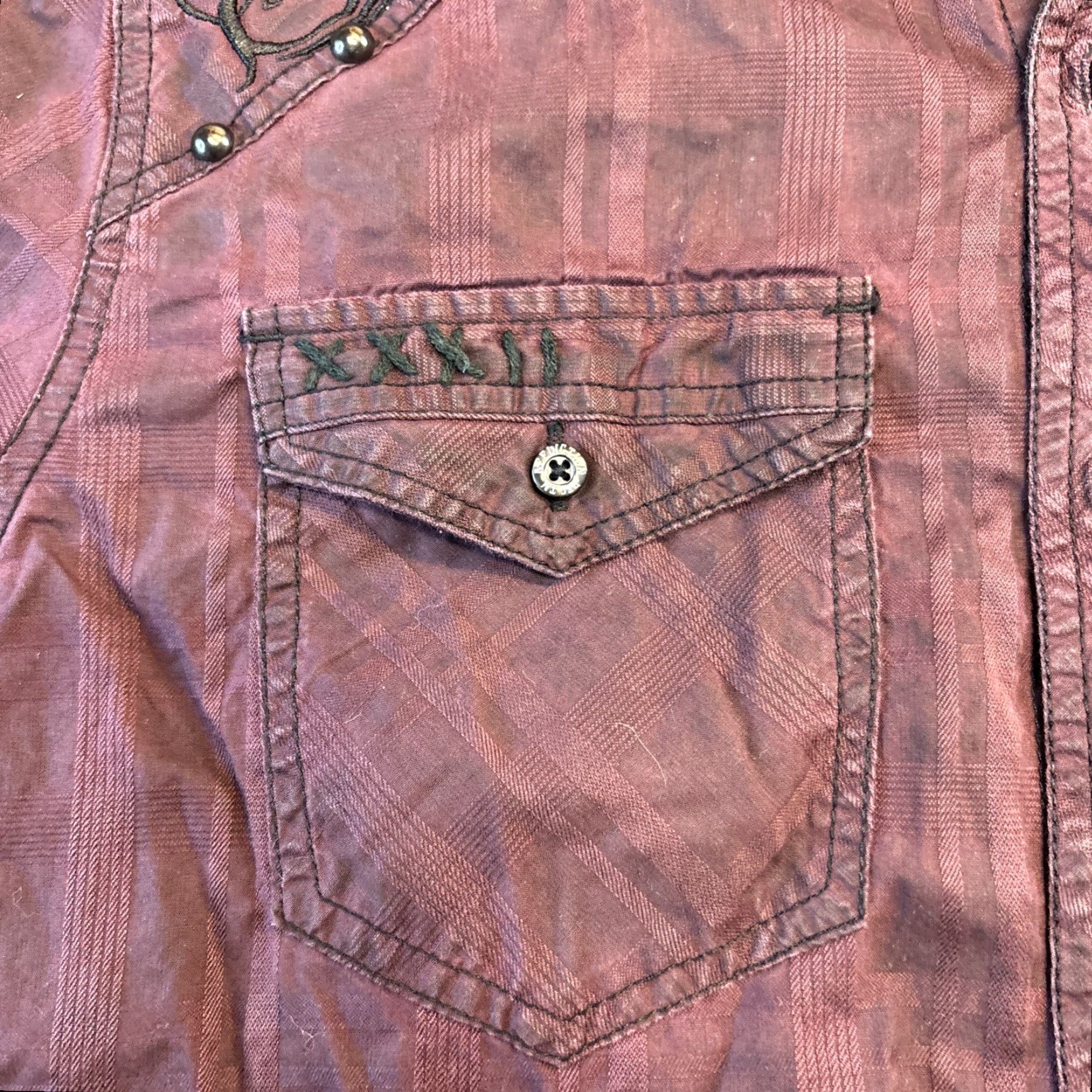 Affliction Affliction Button-Up Shirt Men M Purple Studded Y2K Premium Black Medium Size US M / EU 48-50 / 2 - 6 Thumbnail