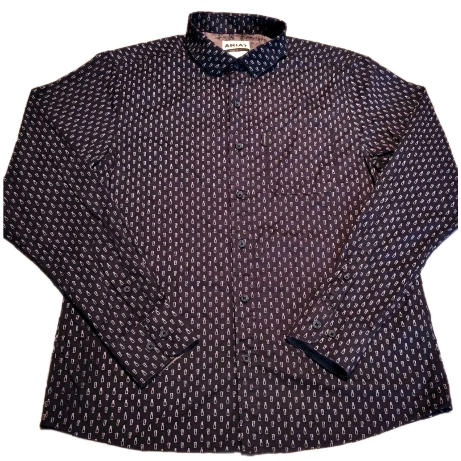 Ariat Ariat Men's Long Sleeve Shirt Casual / Party / Formal Beer Drinks All Over Print M Black Size US M / EU 48-50 / 2 - 2 Thumbnail