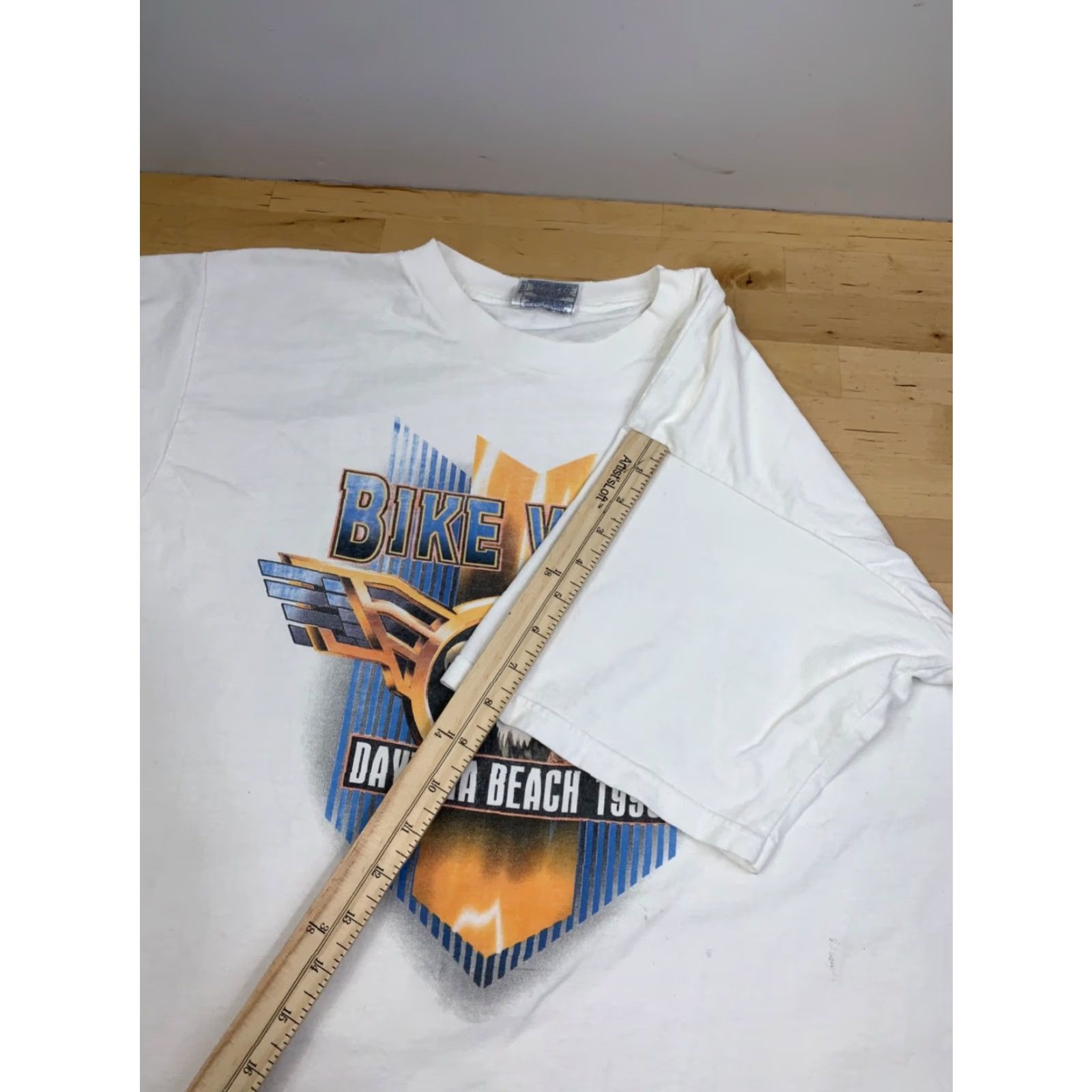 Fruit Of The Loom VINTAGE 1990s Bike Week Mens XL White Daytona Florida Bald Eagle 90s T-Shirt Fruit of the Loom Short Sleeve Crew Neck Graphic Print Size US XL / EU 56 / 4 - 7 Thumbnail
