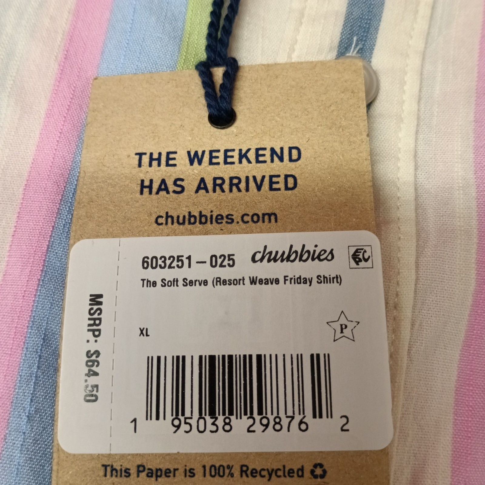 Chubbies Chubbies Soft Serve Friday Shirt Men's XL Striped Multicolor Size US XL / EU 56 / 4 - 4 Thumbnail