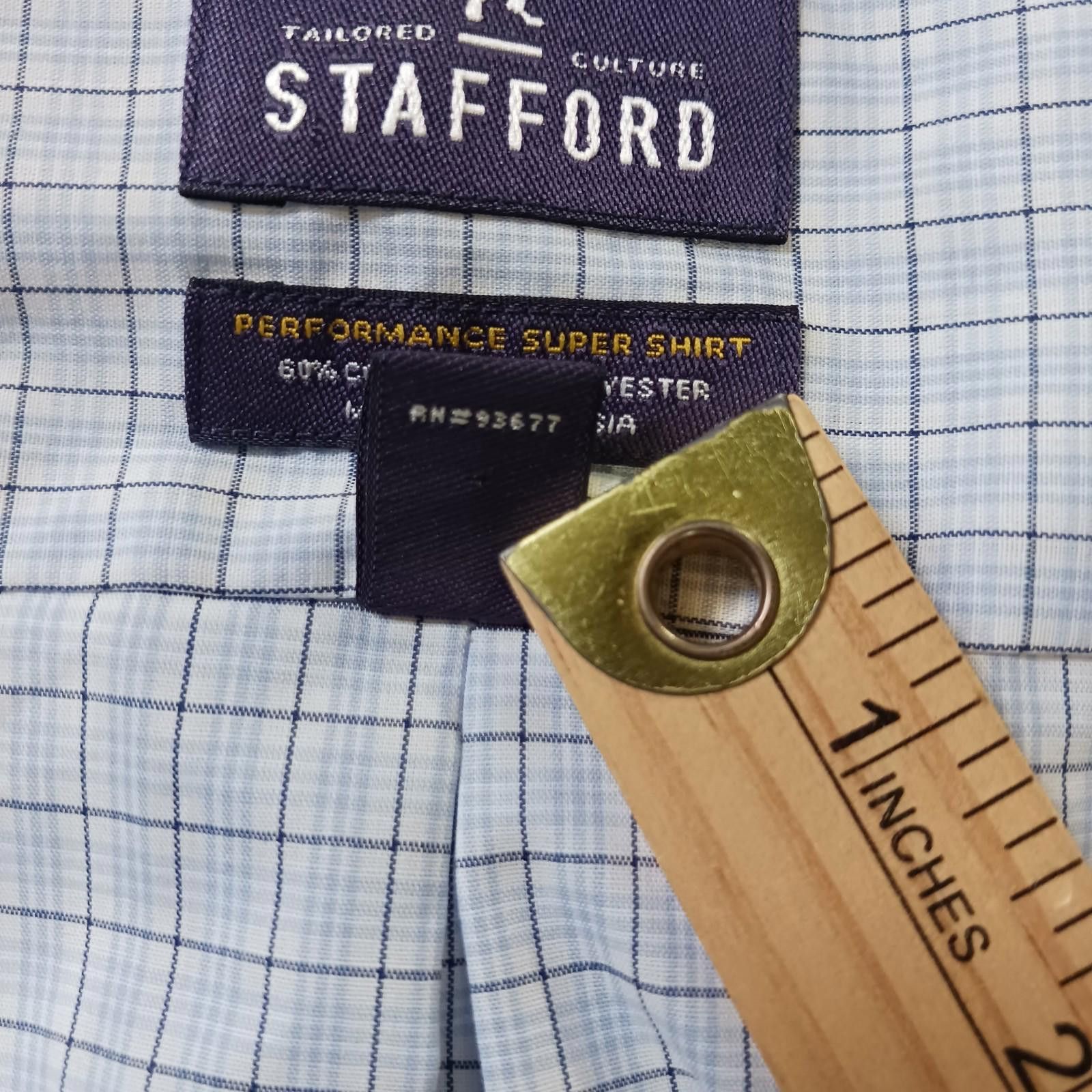 Stafford Stafford RN#93677 Mens White Plaid Shirt Sz Big 19 (36-37) Size US M / EU 48-50 / 2 - 4 Thumbnail