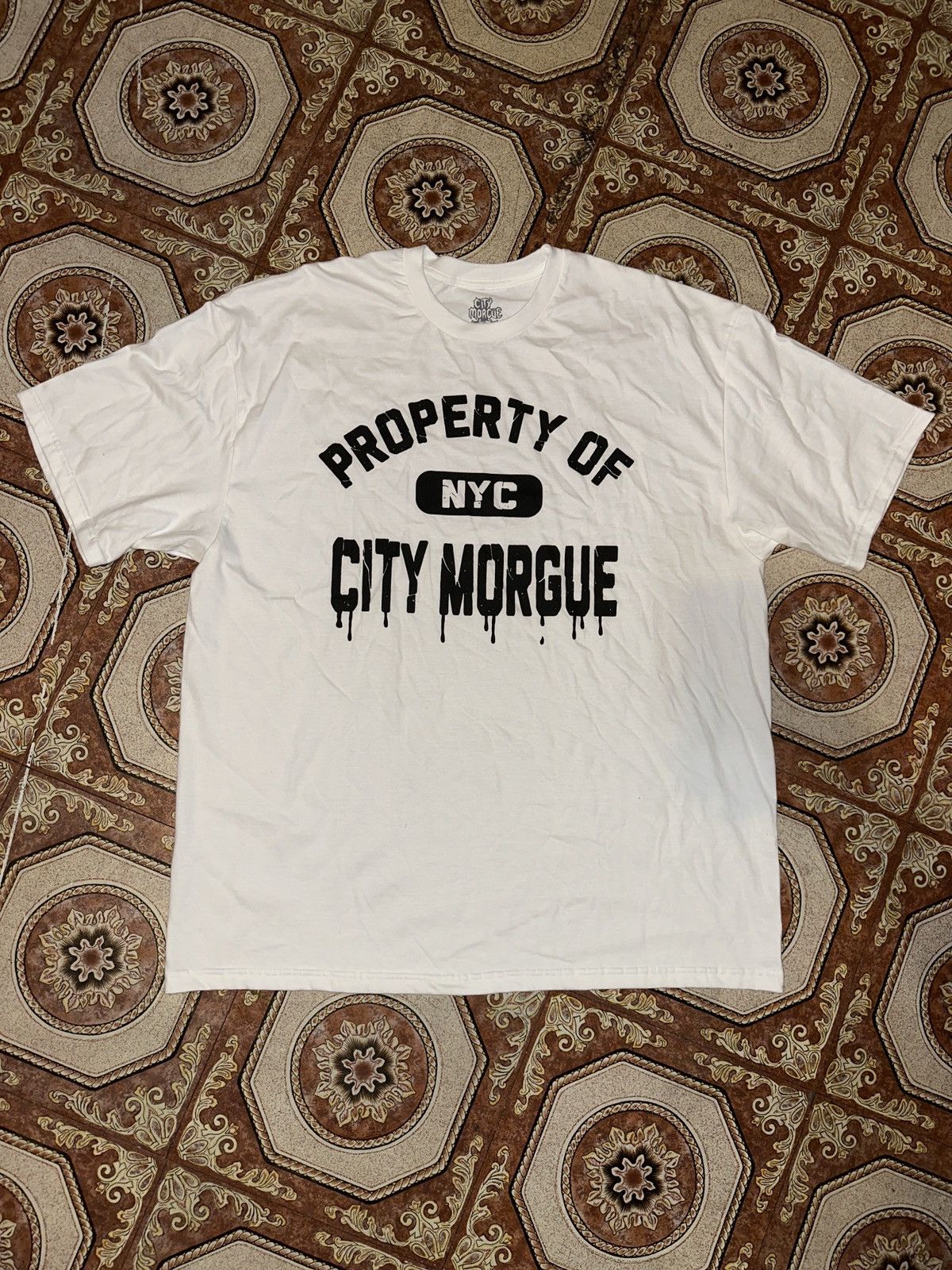 image of City Morgue Property Of Nyc Tee in Black/White, Men's (Size 2XL)