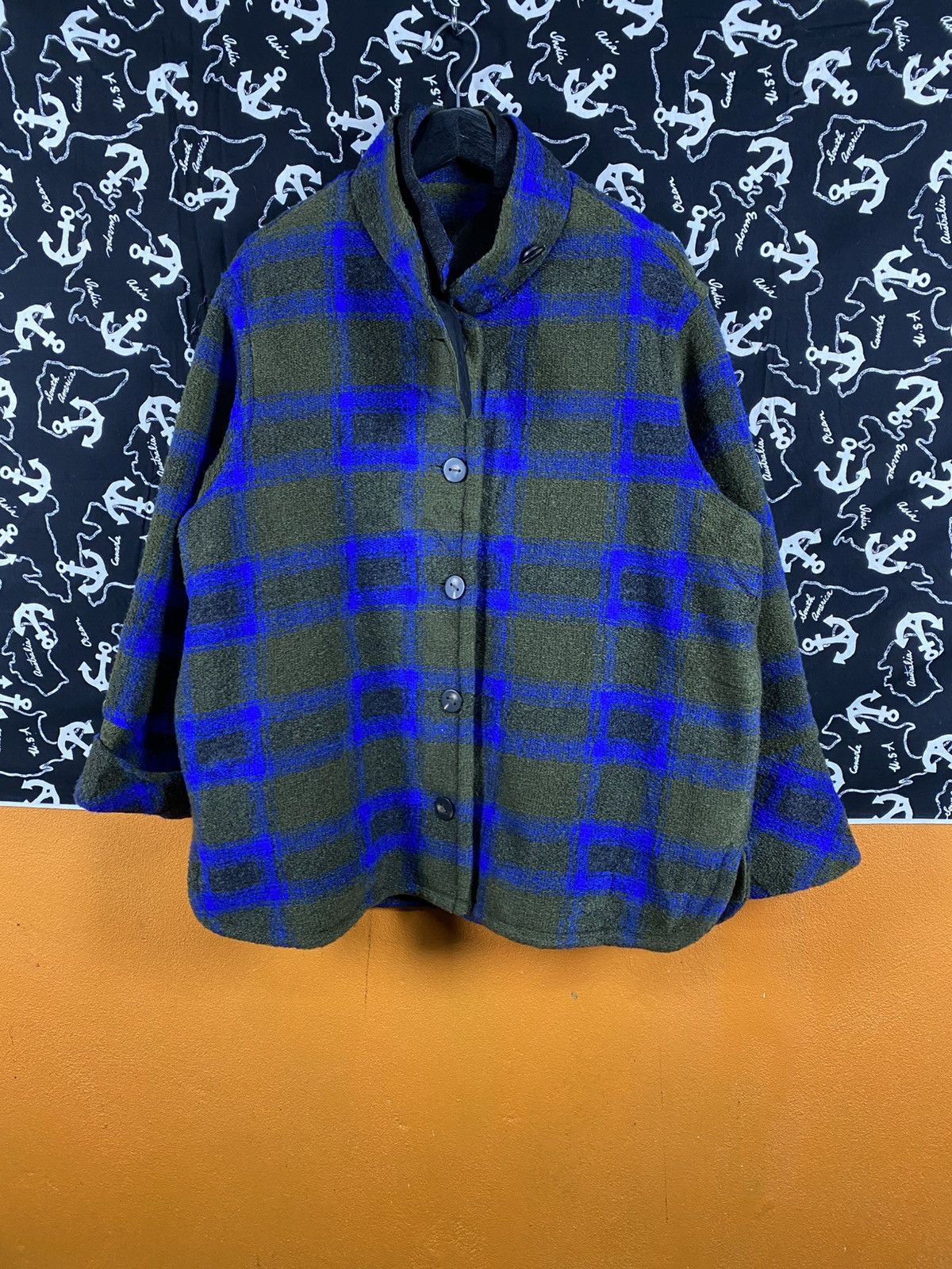 Japanese Brand Vintage Akane Japanese Plaid Cape Jacket Blue Green Check Size L / US 10 / IT 46 - 3 Thumbnail