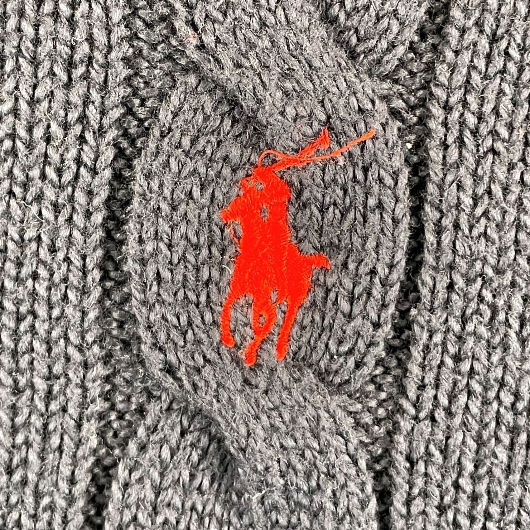 Polo Ralph Lauren VINTAGE Polo Ralph Lauren Crew Sweater Men XL Navy Cable Knit Cotton Red Pony Size US XL / EU 56 / 4 - 4 Thumbnail