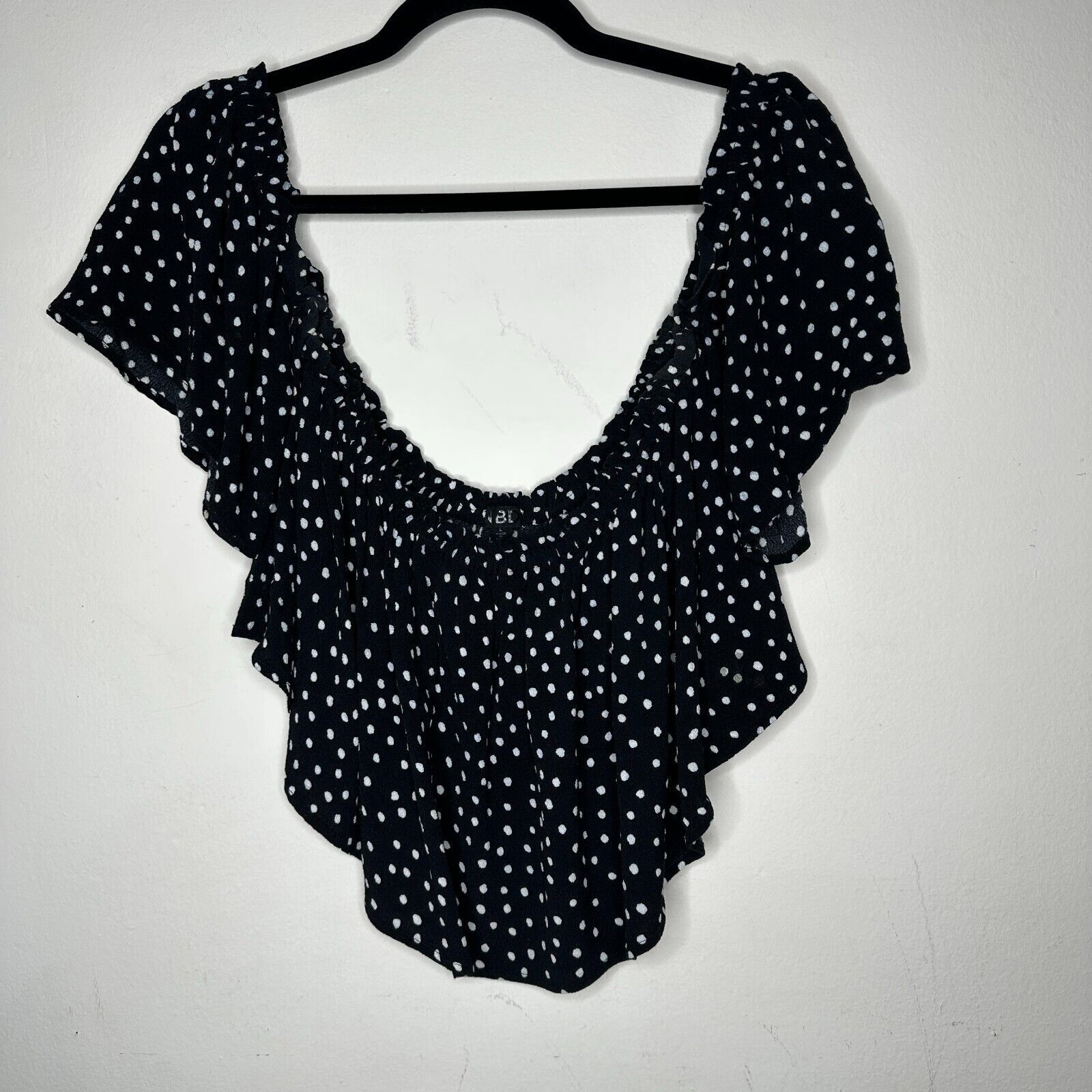 REVOLVE Revolve NBD Black White Dot Off-Shoulder Ruffled Blouse L Size L / US 10 / IT 46 - 2 Thumbnail