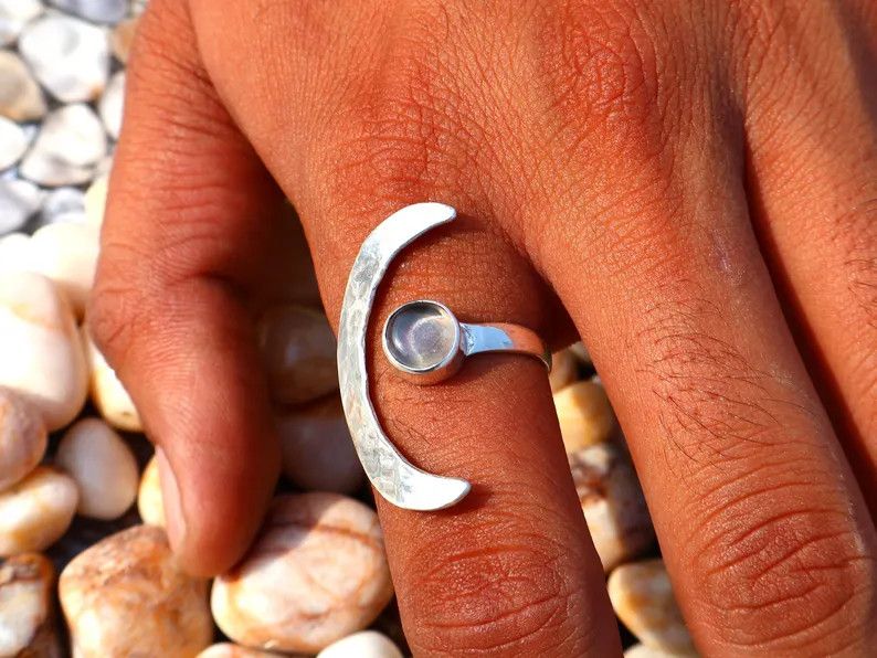 Handmade Crystal Quartz Ring, 925 Silver Ring, Handmade Open Jewelry, Size ONE SIZE - 9 Thumbnail