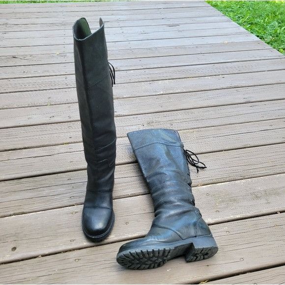 Nine West Nine West Mavira Black Leather Over The Knee OTK Equestrian Size US 7.5 / IT 37.5 - 7 Thumbnail