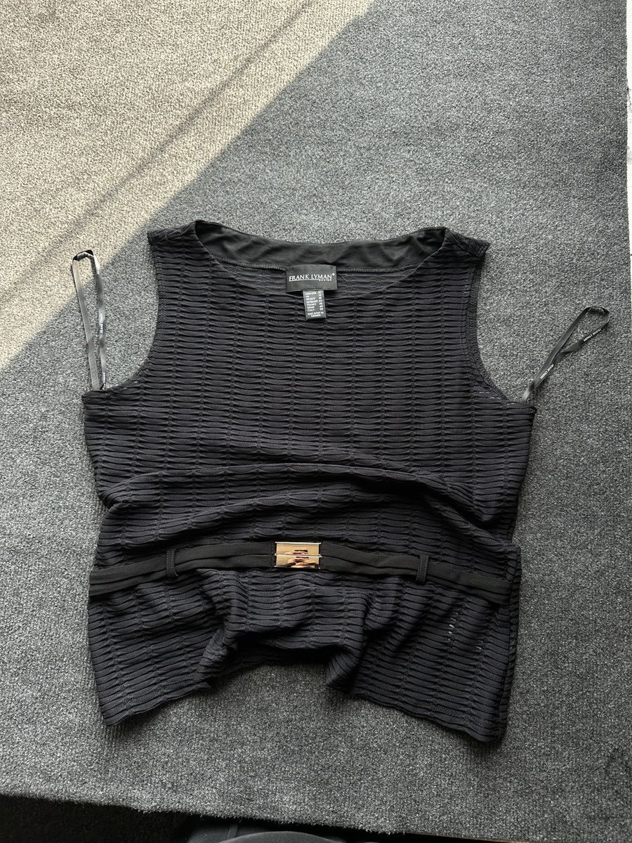 Frank Lyman LUXURY 🚨 WOMEN FRANK LYMAN BLACK BELT TANK TOP OLD MONEY Size XXL / US 16-18 / IT 52-54 - 1 Thumbnail