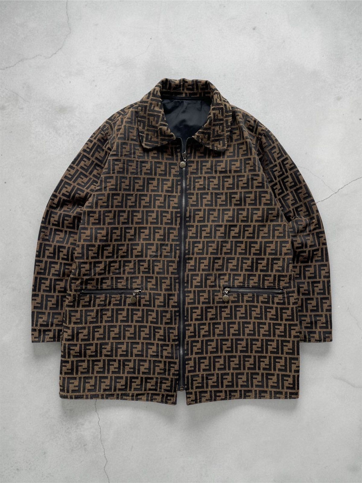 Fendi 🔥VINTAGE FENDI ROMA ZUCCA MONOGRAM PATTERN REVERSIBLE JACKET Size US L / EU 52-54 / 3 - 2 Thumbnail