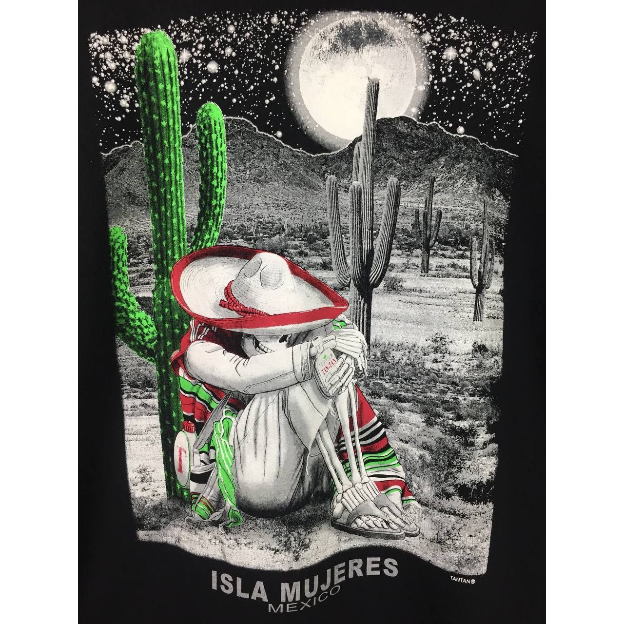 Vintage Isla Mujeres Mexico Skeleton On Desert Graphic Tee Size US L / EU 52-54 / 3 - 3 Thumbnail