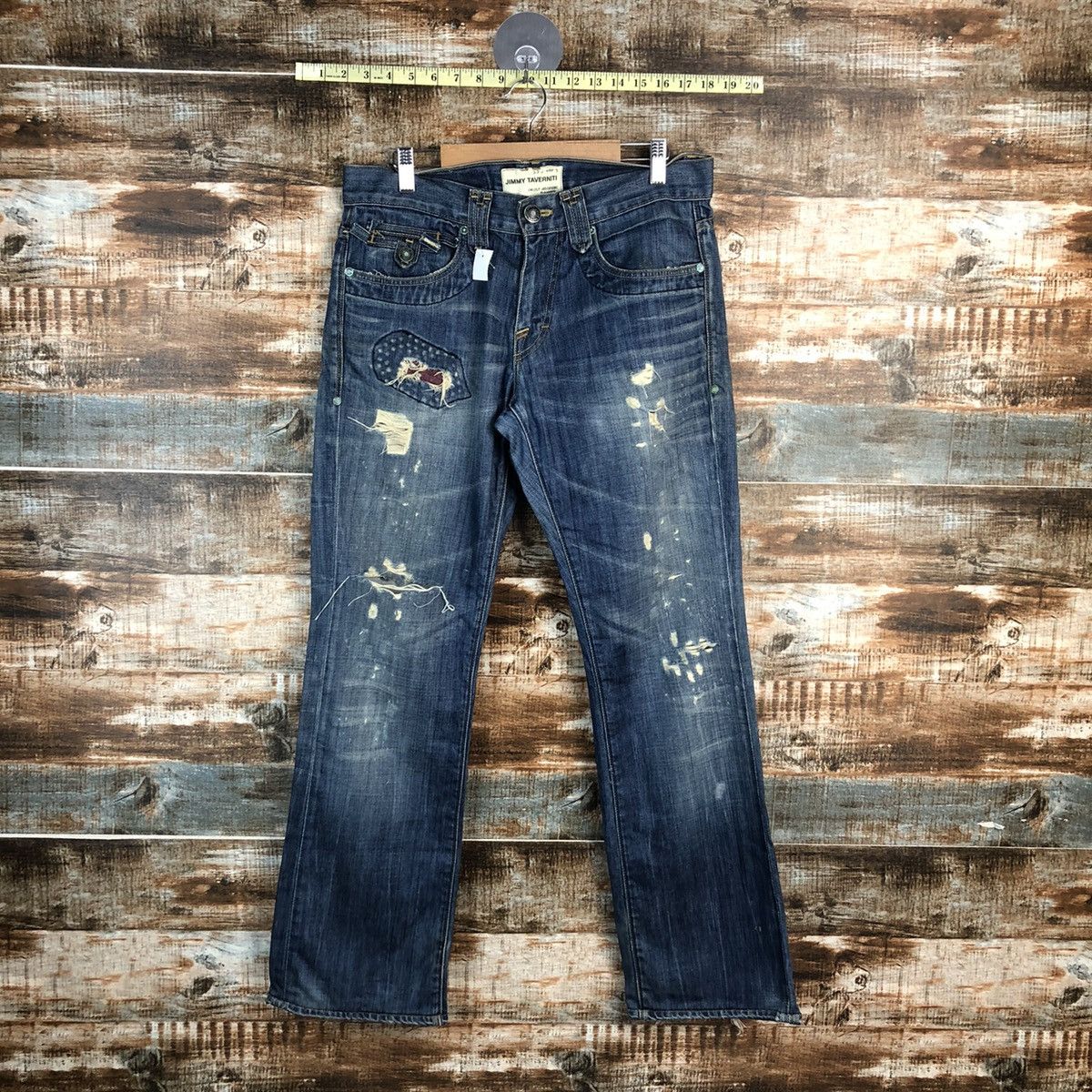 Jimmy Taverniti DLL Jimmy Taverniti Blue Distressed Denim Pants #C135 Size US 31 - 1 Thumbnail