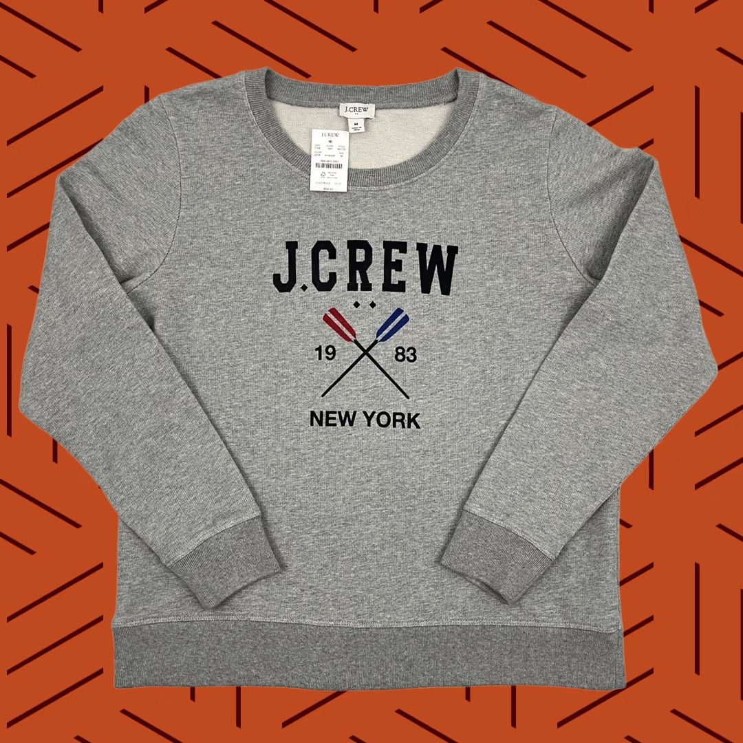 J.Crew J.CREW FACTORY Sweatshirt Womens M Gray Fleece Oars Logo Graphic Crewneck AZ159 Size M / US 6-8 / IT 42-44 - 1 Thumbnail