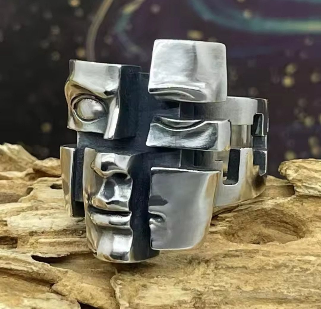 Jewelry × Vintage Adjustable Vintage Splitter Human Face Ring Size ONE SIZE - 3 Thumbnail