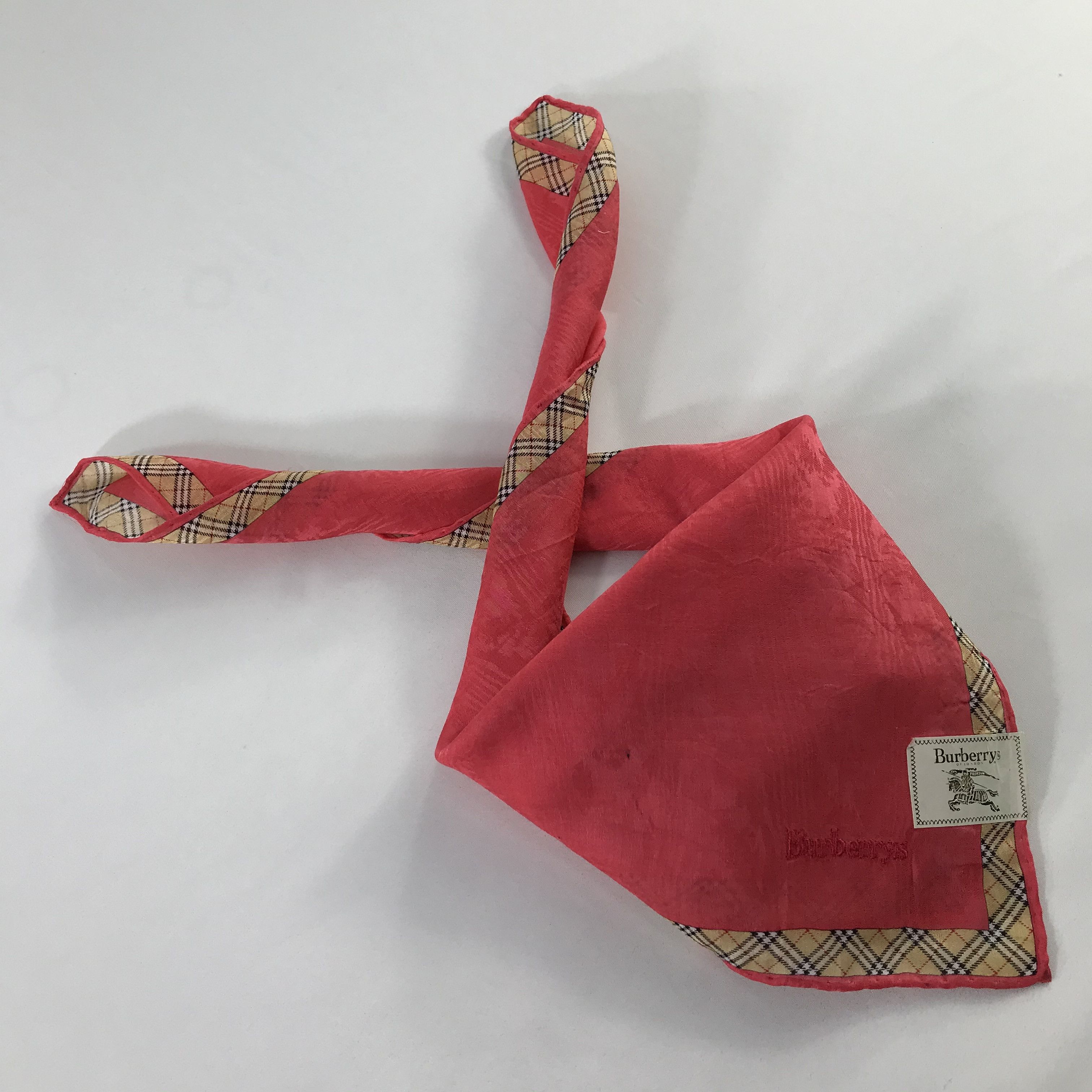 Burberry × Vintage Burberry Bandana / Handkerchief / Neckerchief - S482 Size ONE SIZE - 4 Thumbnail