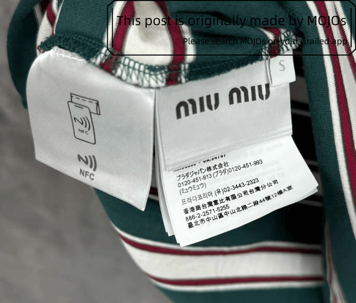 Sz S Miu Miu Stripe L/S Tee mojos56182512