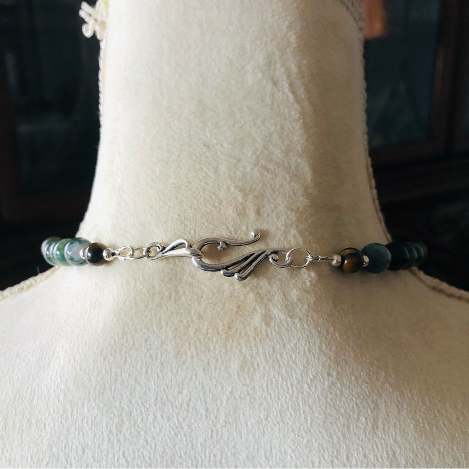 Handmade Handcrafted large articulated pendant genuine stone necklace Size ONE SIZE - 8 Thumbnail
