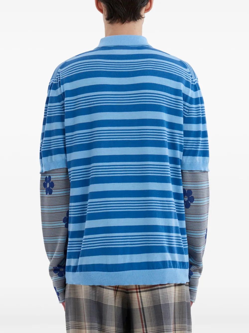Marni o1w1db11125 Mixed Stripe Polo Shirt in Blue Size US M / EU 48-50 / 2 - 3 Thumbnail