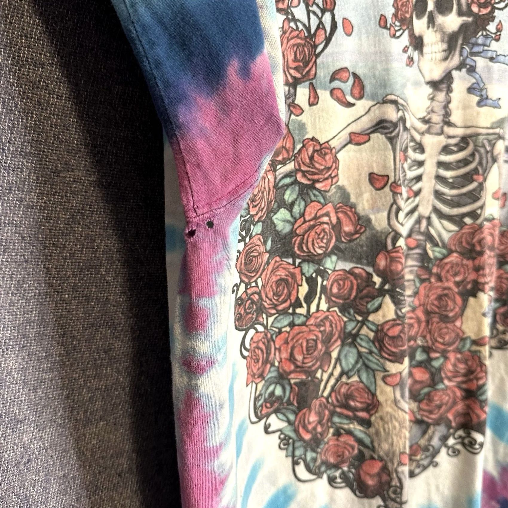 Vintage VINTAGE Grateful Dead T Shirt Rose Skeleton Tye Dye 90s Large Mens Size US L / EU 52-54 / 3 - 6 Thumbnail
