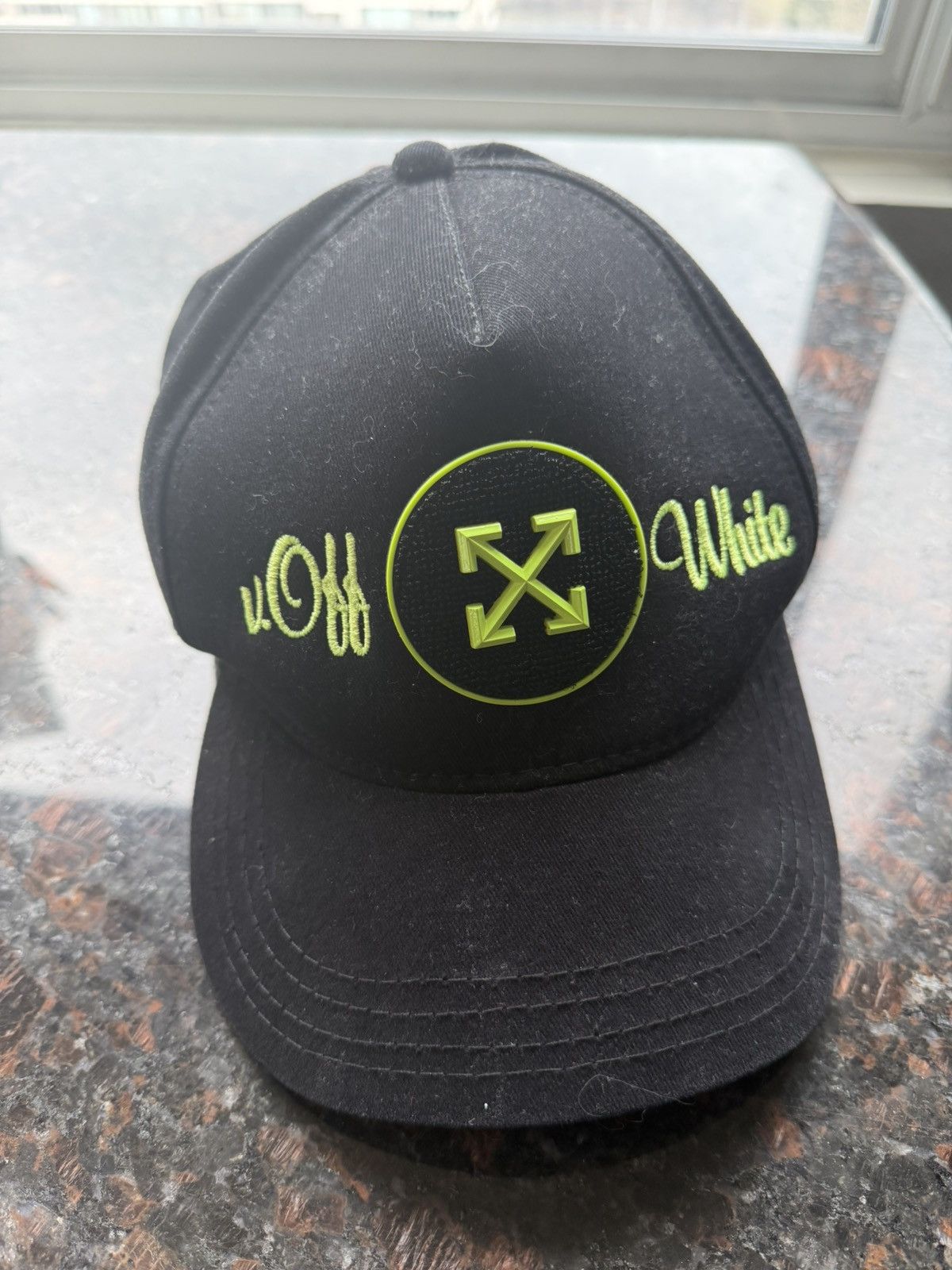 Off-White Off-White Black Cap with Neon Green Glow logo Size ONE SIZE - 1 Thumbnail
