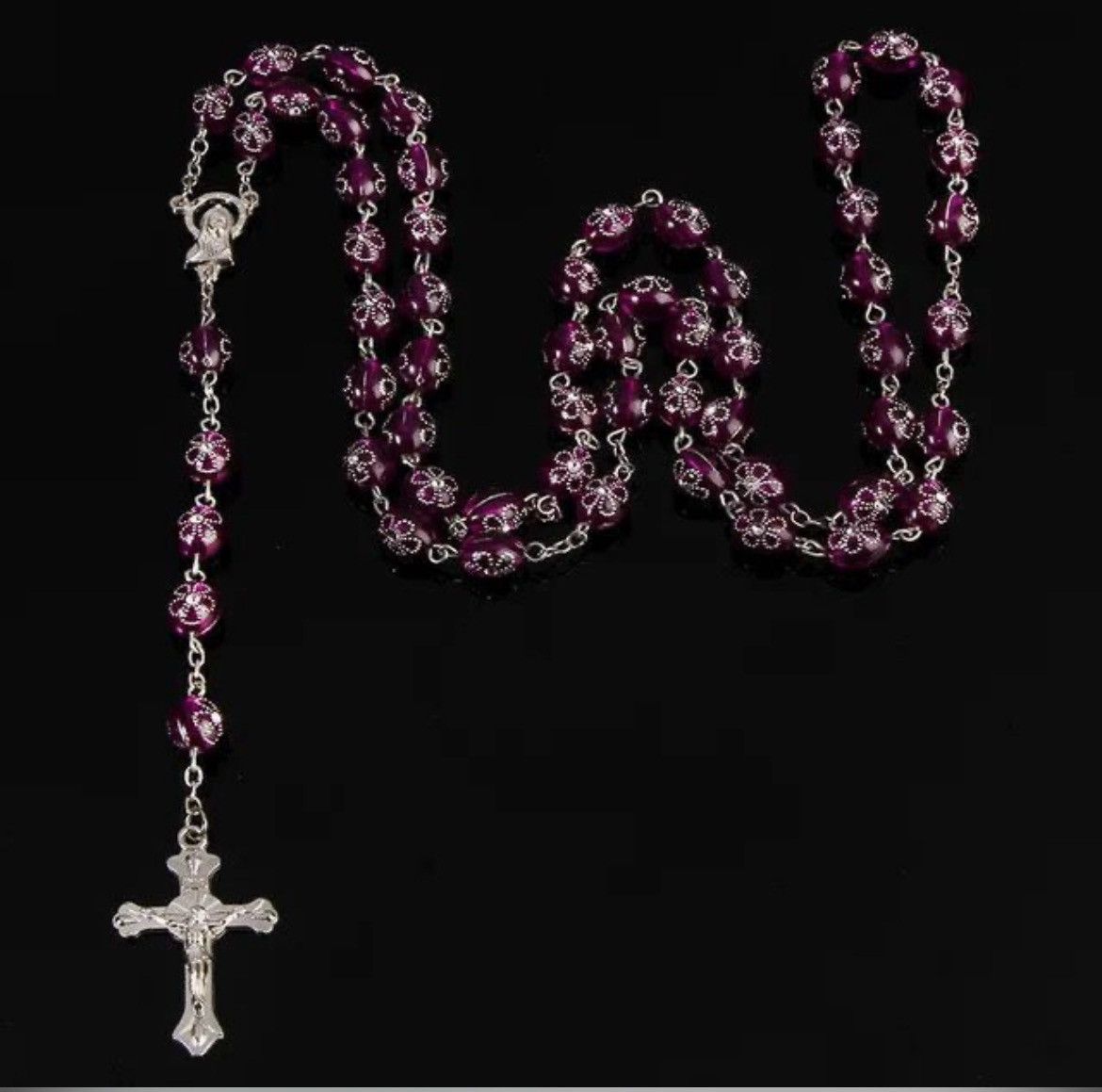 Jewelry × Vintage Victoria Pearl Imitation Purple Crystal Beads Necklace Size ONE SIZE - 1 Thumbnail