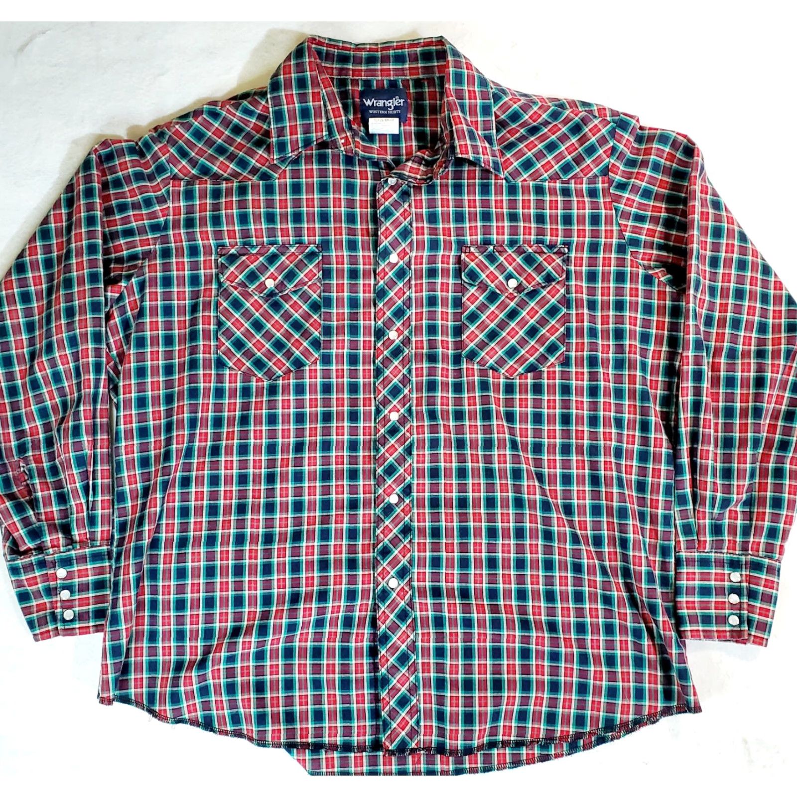 Wrangler Vintage Wrangler Western Pearl Snap Shirt - Long Tails - Red Plaid - Mens Size XL Size US XL / EU 56 / 4 - 2 Thumbnail