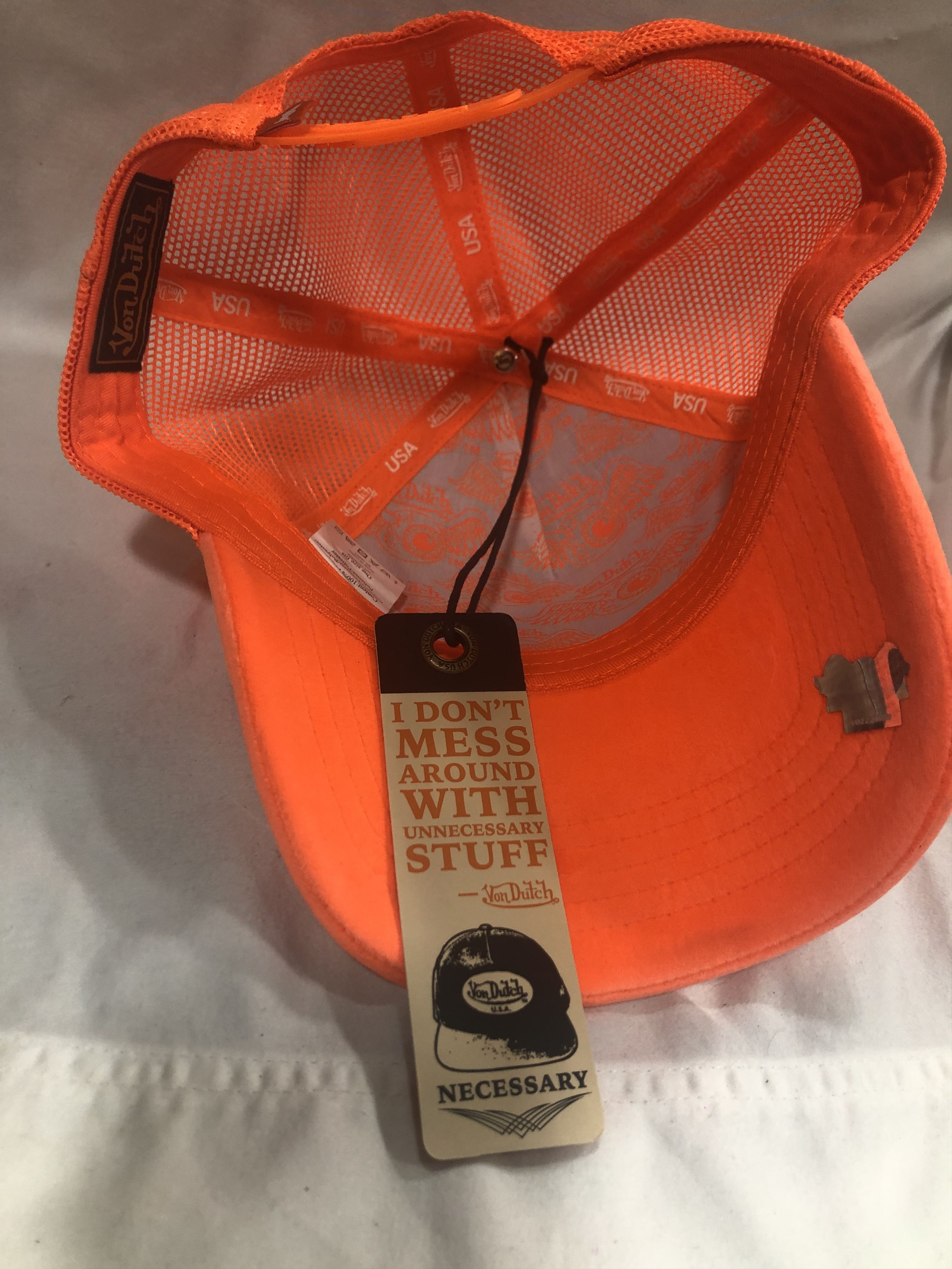 Von Dutch Von Dutch Bright Orange Trucker Hat (VH14) Size ONE SIZE - 3 Thumbnail