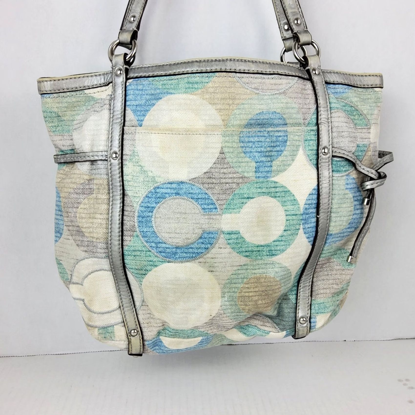 Coach Coach Audrey Metallic Graphic Op Art Cinched Tote 19573 Shoulder Handbag Purse Women Sat in Multi-Color Size ONE SIZE - 3 Thumbnail