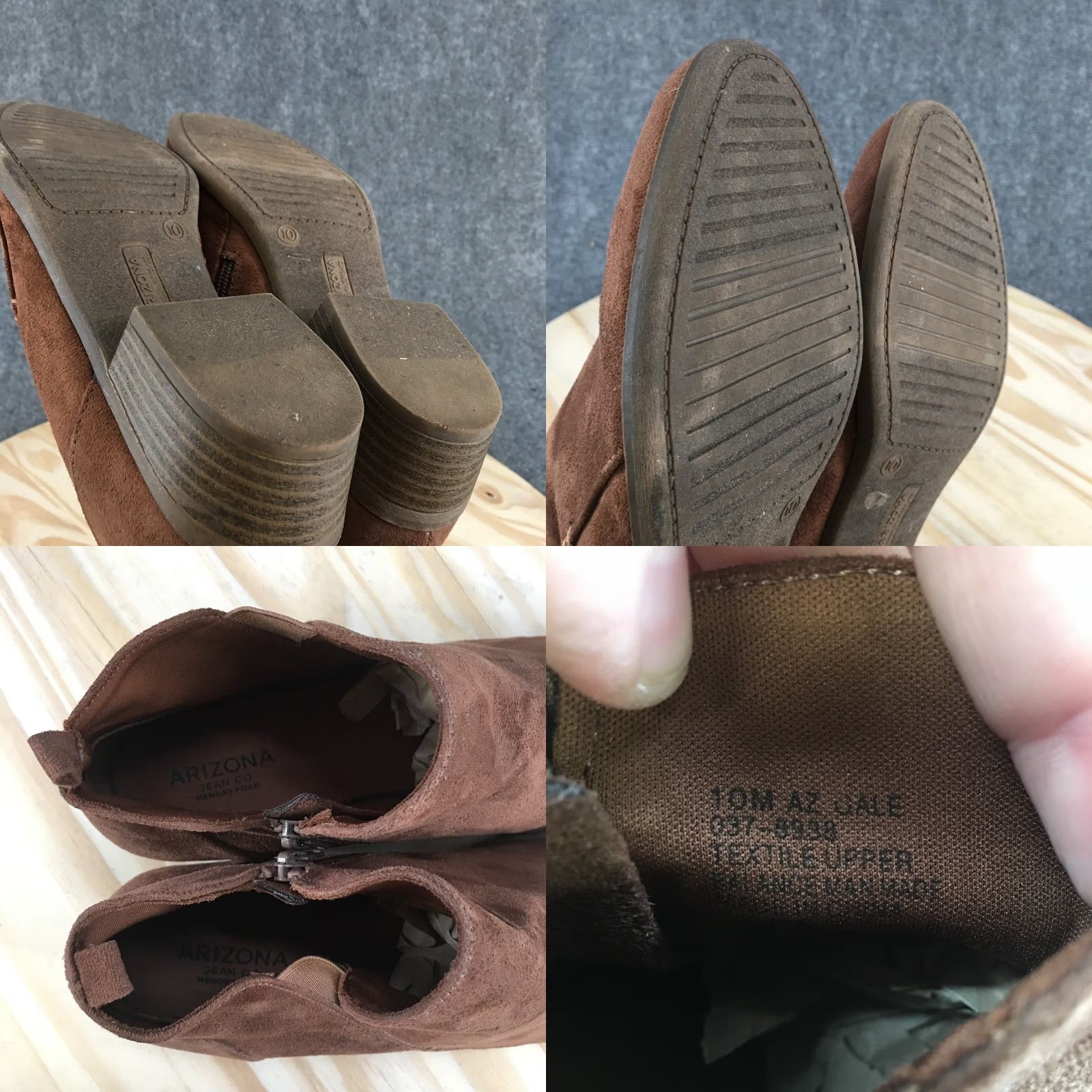 Vintage Arizona Jean Co Boots Womens 10M Ankle Bootie Brown Faux Leather Side Zip Casual Shoes Size 32" / US 10 / IT 46 - 9 Thumbnail