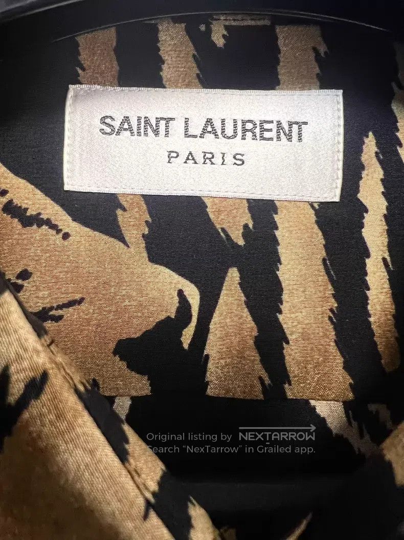 Saint Laurent Paris Saint Laurent Paris size 41 Tiger-Print Full-Print Silk Shi Size US M / EU 48-50 / 2 - 3 Thumbnail