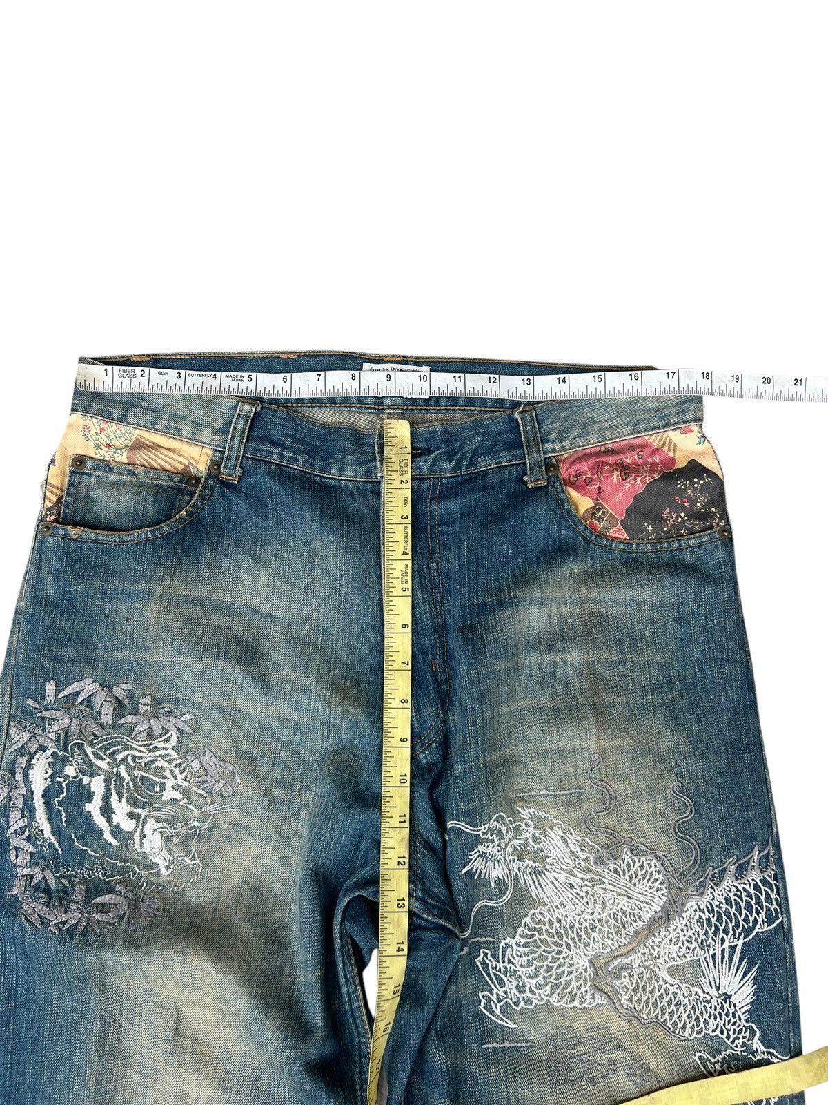 Vintage Dirty Mud KARAKURI GENERATION Embroidery Denim Jeans Size US 35 - 2 Thumbnail