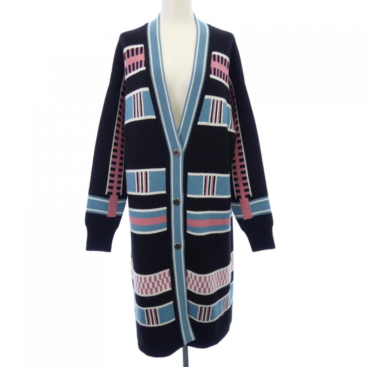 Hermes Hermes Hermes LETTRES EQUESTRES Cashmere Long Cardigan Textile Tops DUTY FREE for USA Size ONE SIZE - 1 Thumbnail