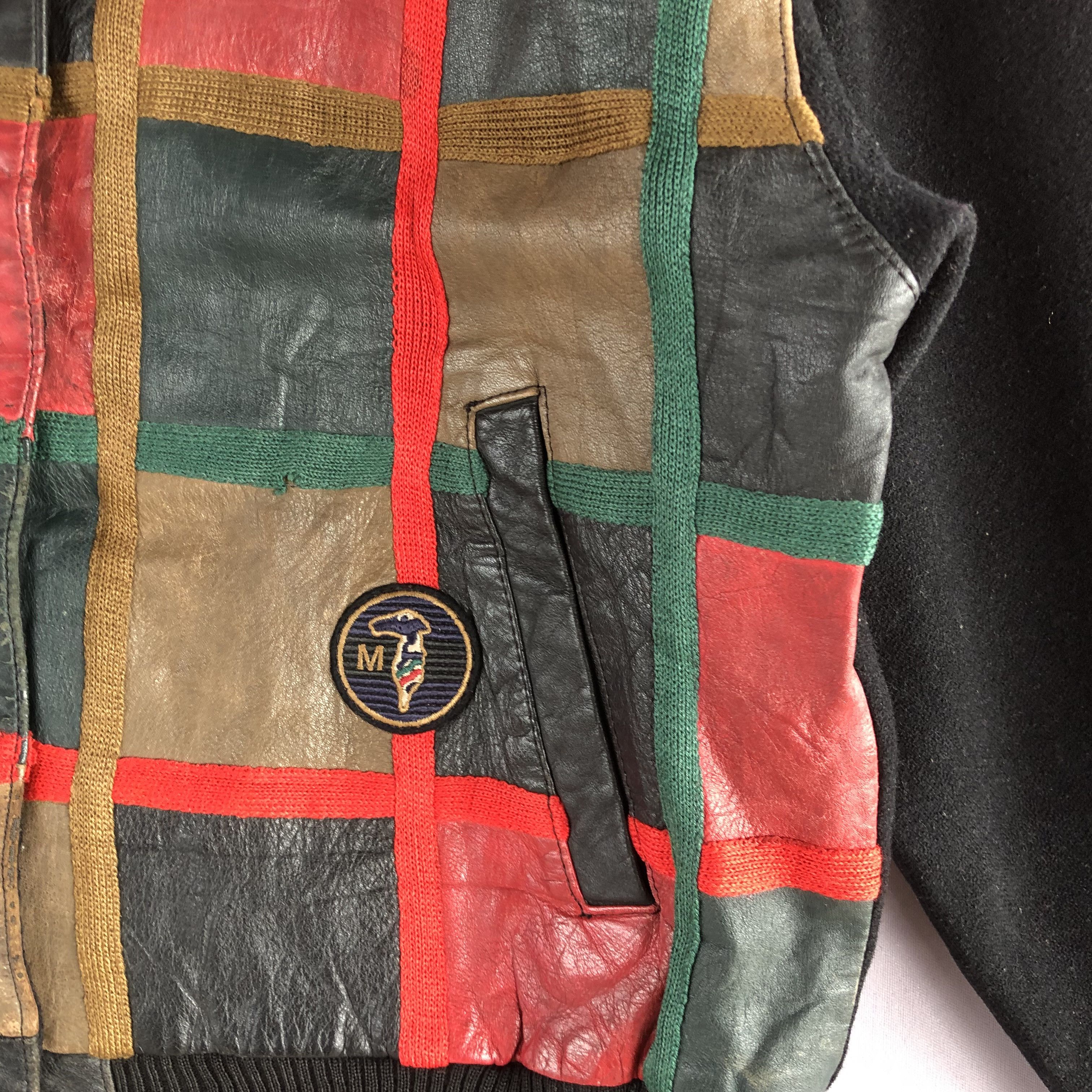 Vintage Vintage 90s Chandelier Tartan Leather Varsity Wool Jacket Size US M / EU 48-50 / 2 - 4 Thumbnail