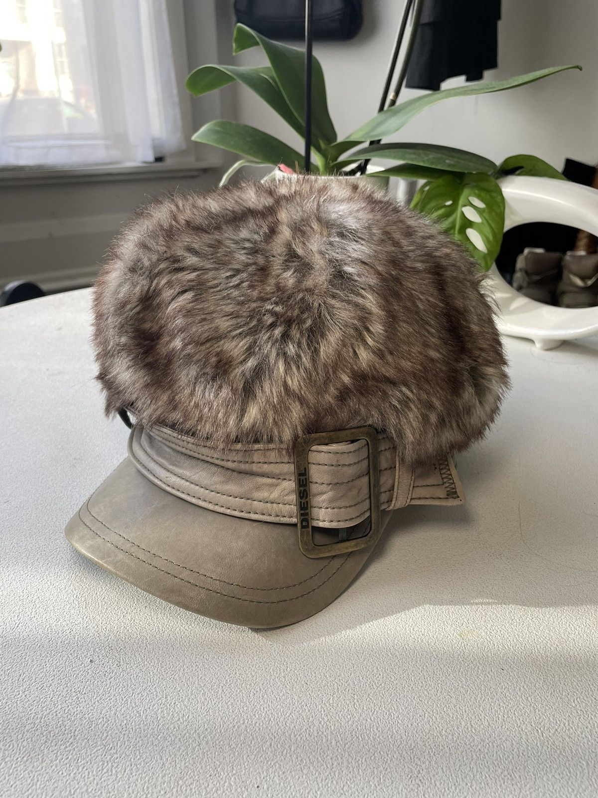 image of Diesel Fur Buckle Hat in Brown, Men's