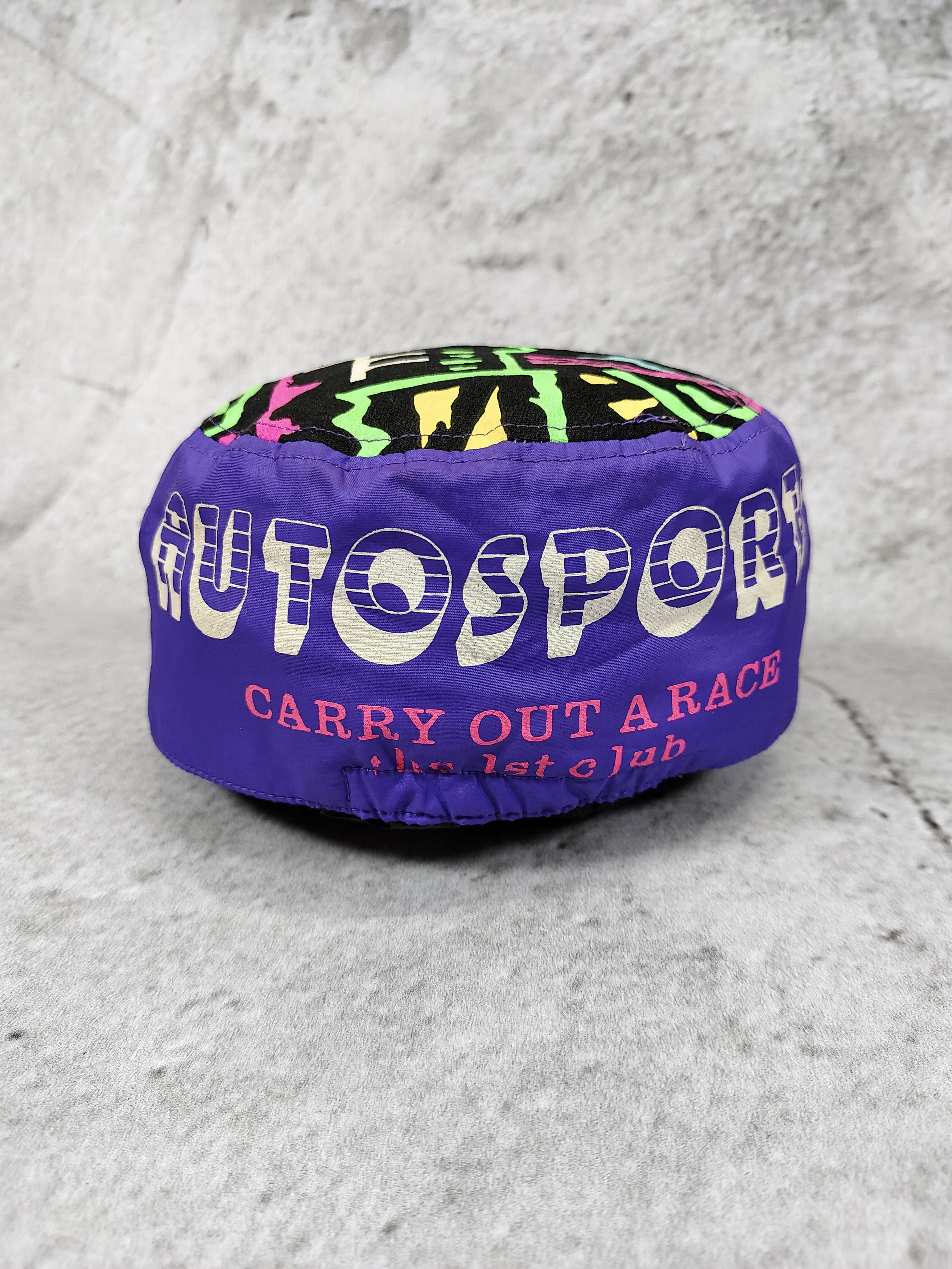 Vintage 80s Formula 1-Archived Grand Prix AOP Neon Abstract Cap Size 26 - 5 Thumbnail
