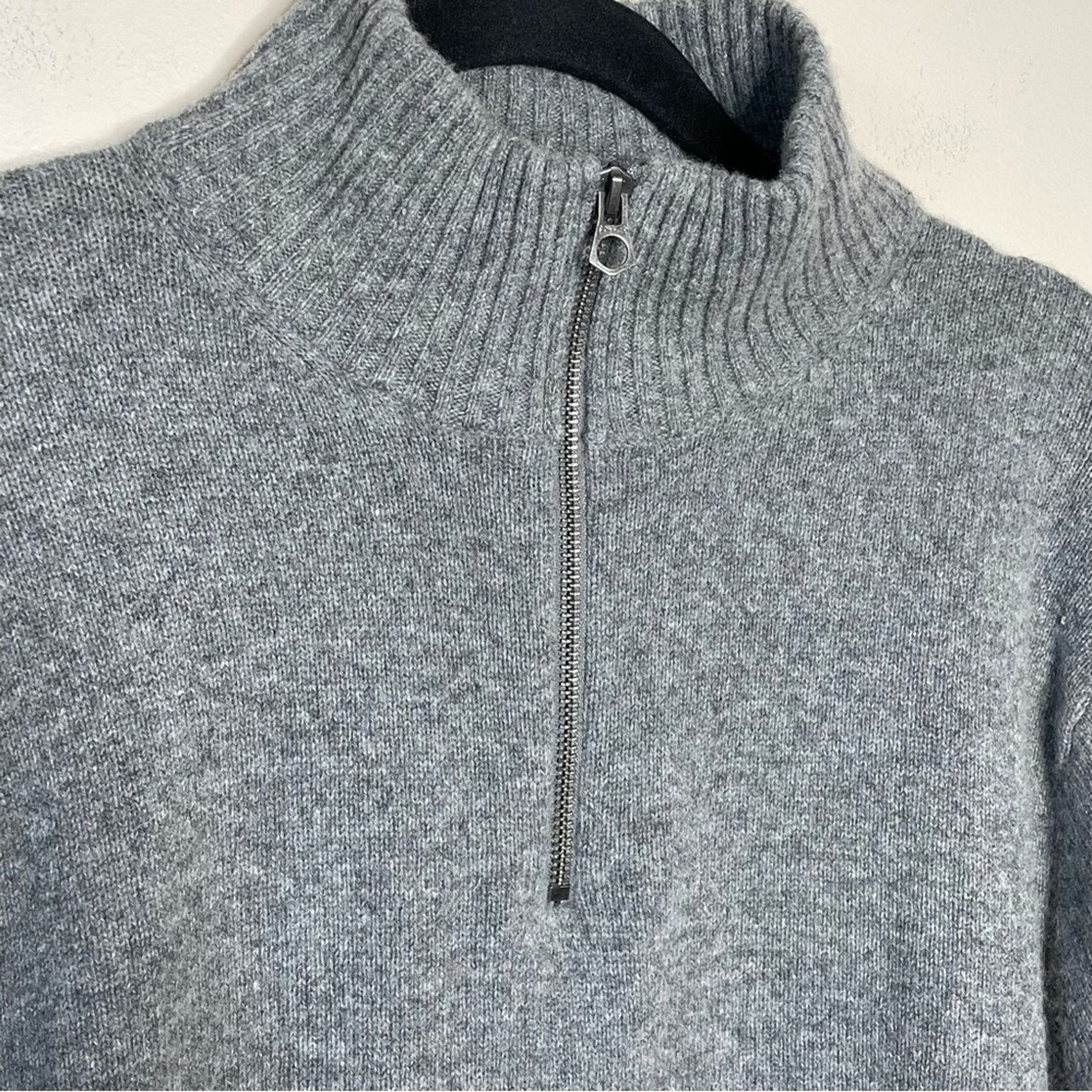 J.Crew J. CREW gray 1/4 zip mock neck wool blend sweater Size US L / EU 52-54 / 3 - 2 Thumbnail