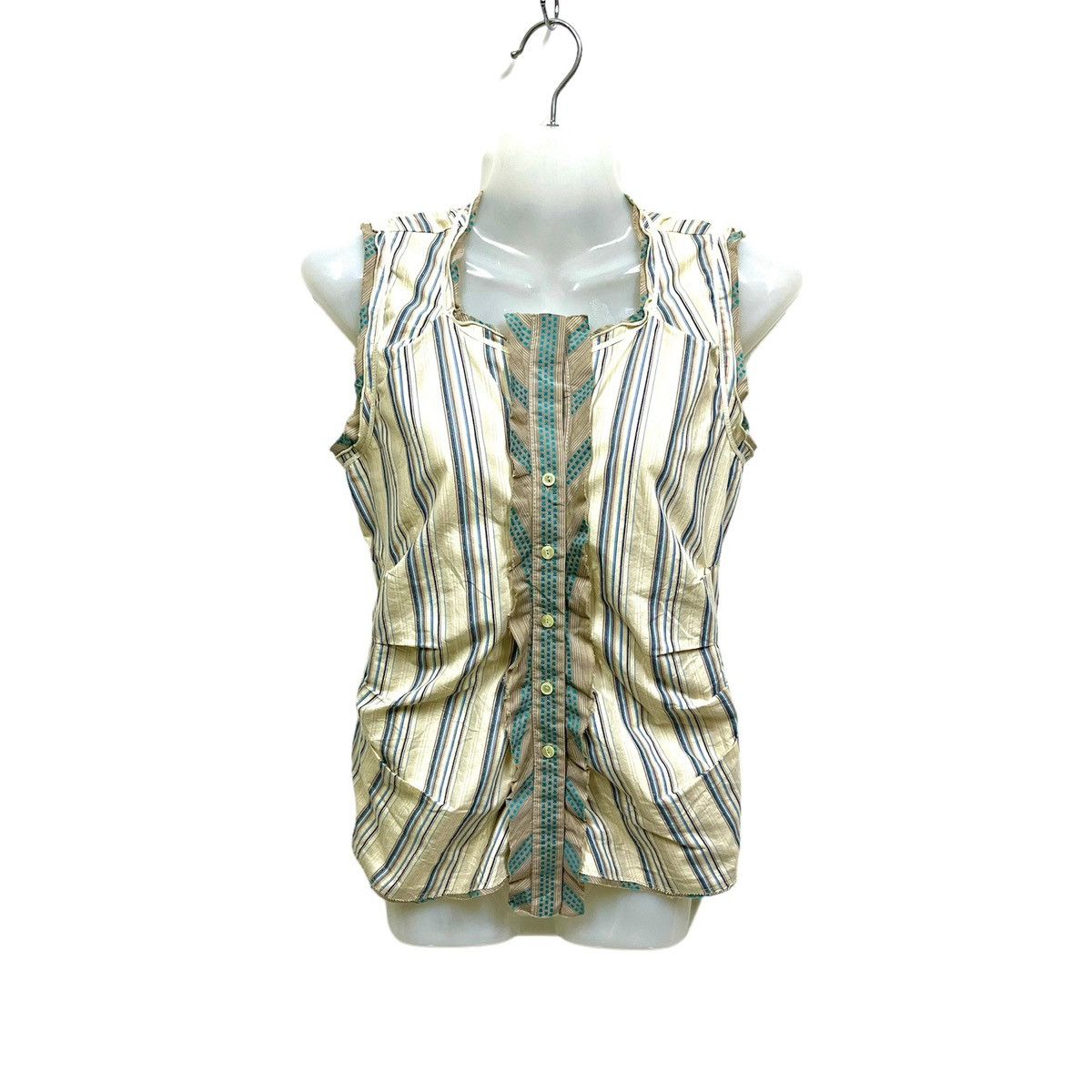 Marithe + Francois Girbaud Marithe Francois Girbaud Sleeveless Pleated Button Up Size S / US 4 / IT 40 - 1 Thumbnail