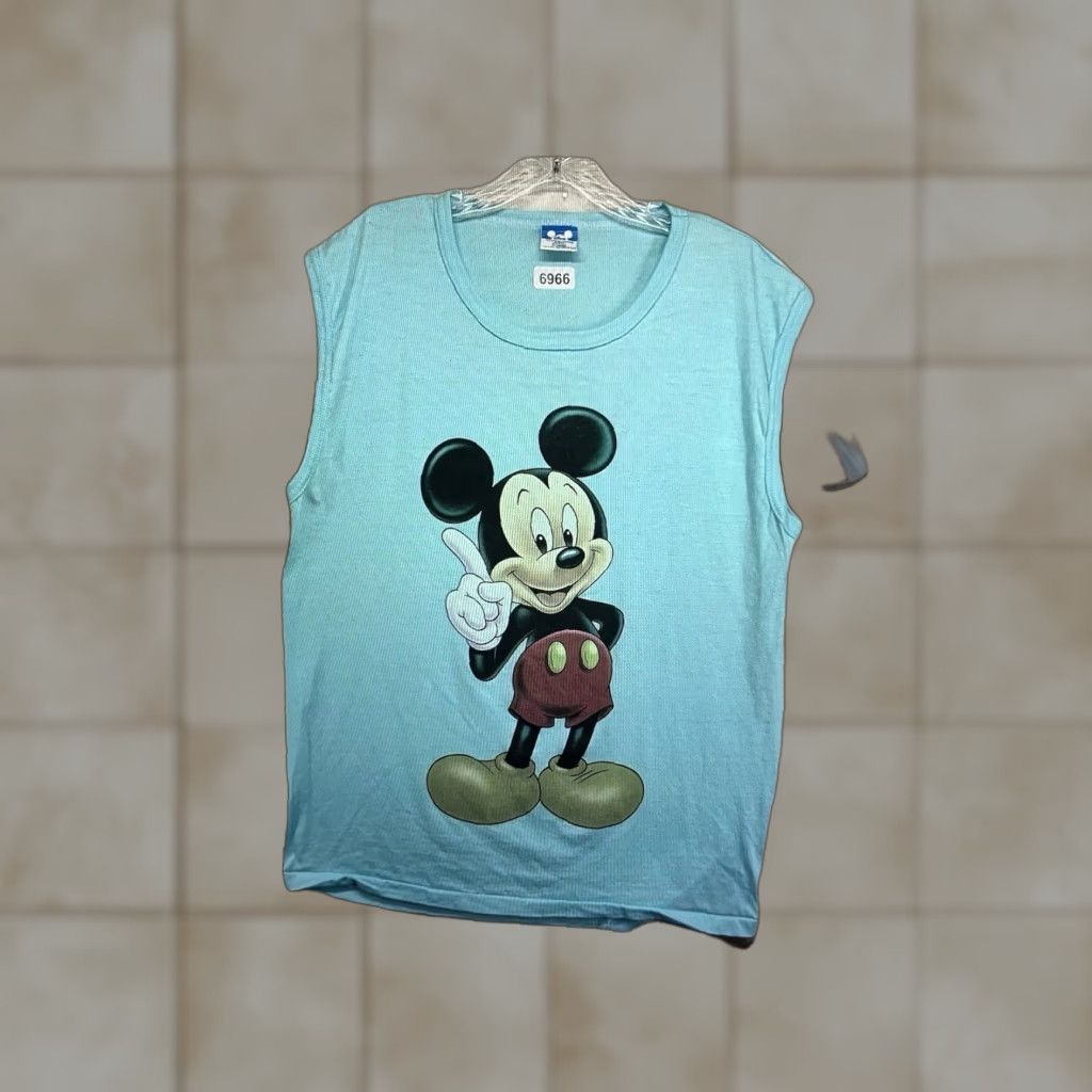 Disney VINTAGE Disney Mickey Mouse T Shirt Adult XL Sleeveless Cotton Blend Blue 90s Retro Beach US Men's Size US XL / EU 56 / 4 - 1 Thumbnail