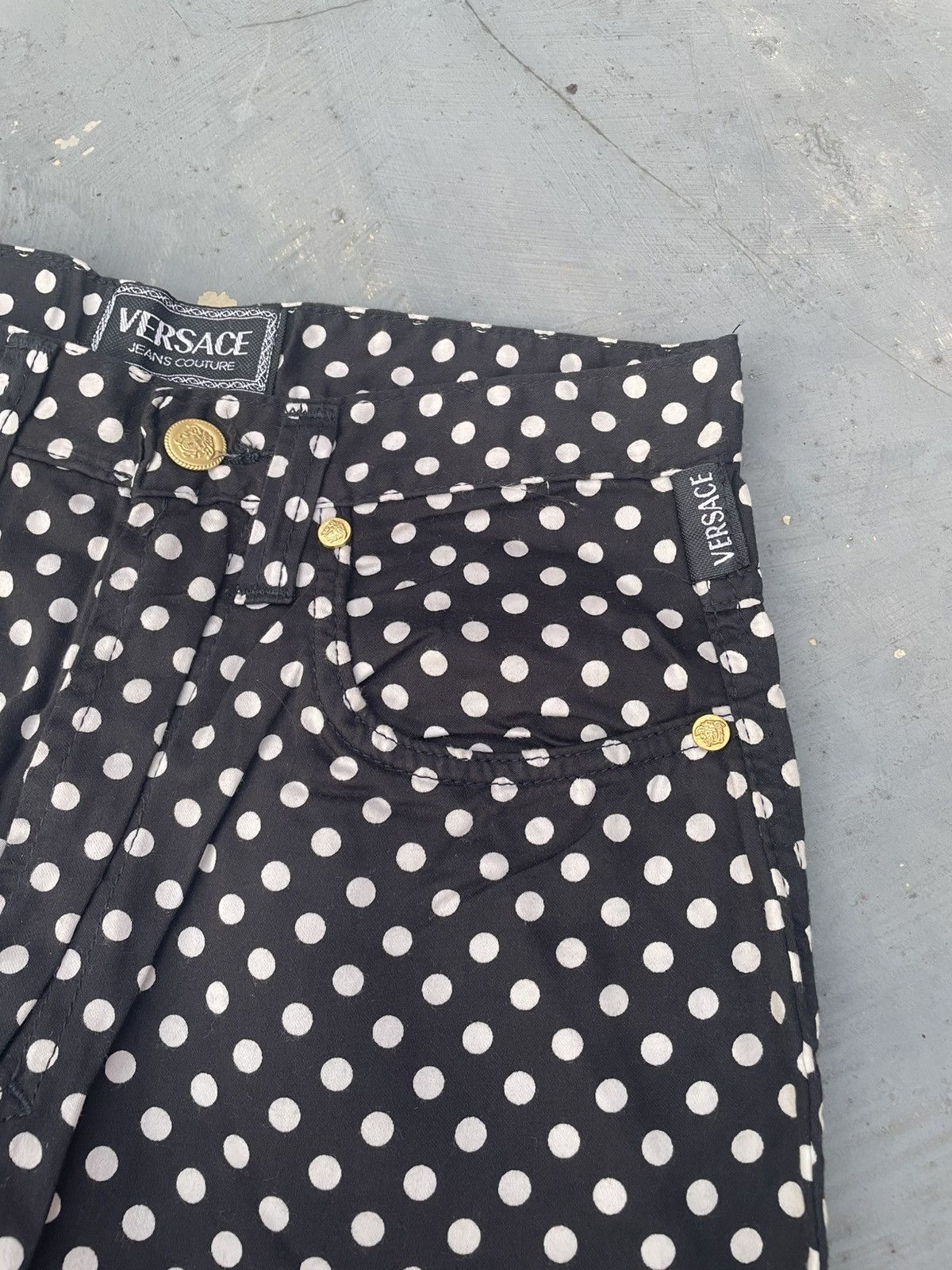 Versace × Versace Jeans Couture × Versus Versace Versace Jeans Couture Black Polka Dot Trousers Size US 28 / EU 44 - 4 Thumbnail