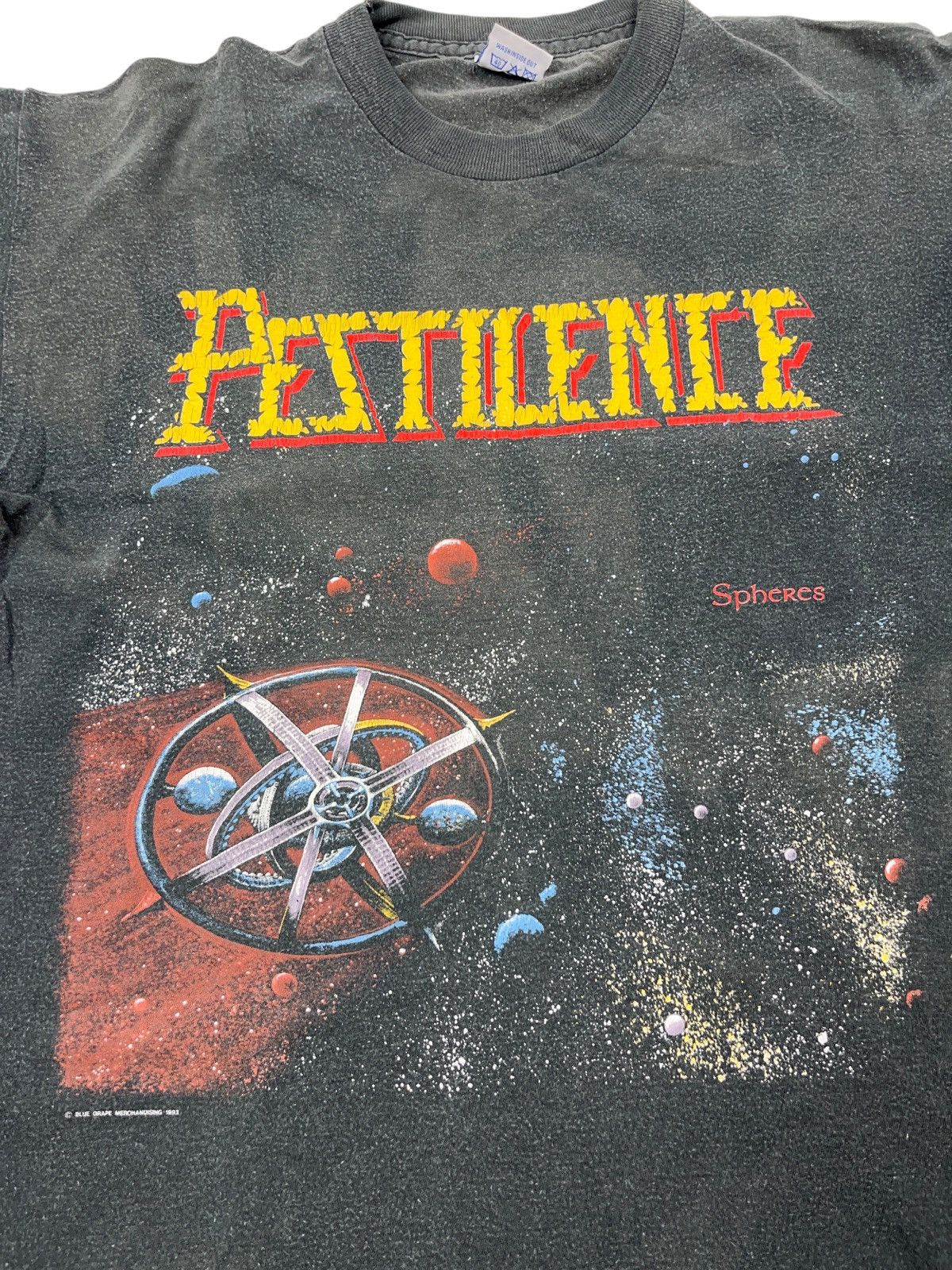 Band Tees Vintage 1993 Pestilence Spheres Band T-shirt Blue Grape Rare Size US L / EU 52-54 / 3 - 3 Thumbnail