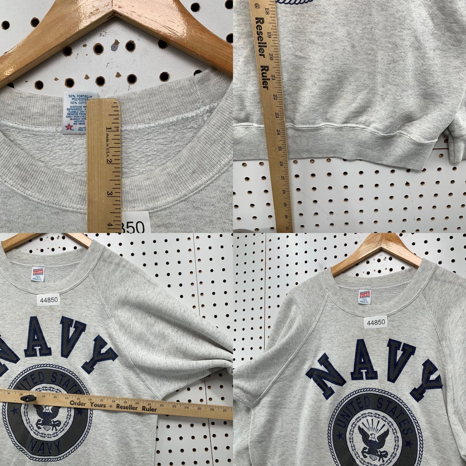 Soffe VINTAGE United States Navy Sweatshirt Mens Large Gray Soffe Made USA Size US L / EU 52-54 / 3 - 8 Thumbnail
