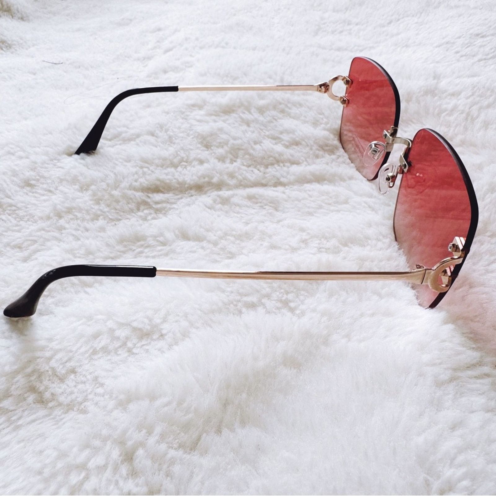 Other Laurel Clear Orange Rimless Sleek Sunglasses Size ONE SIZE - 7 Thumbnail