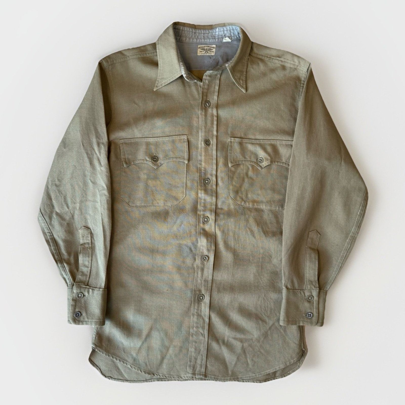 Vintage Vintage Regulation Military Wool Shirt M Khaki 60s Button Up Size US M / EU 48-50 / 2 - 1 Thumbnail