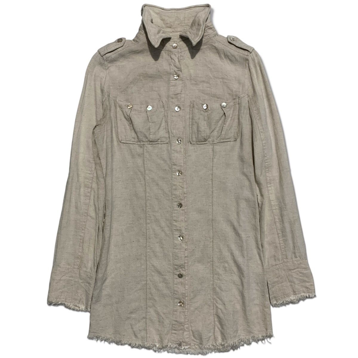 Designer G.O.A Safari Raw Hem Linen Rayon Shirt Size M / US 6-8 / IT 42-44 - 1 Thumbnail