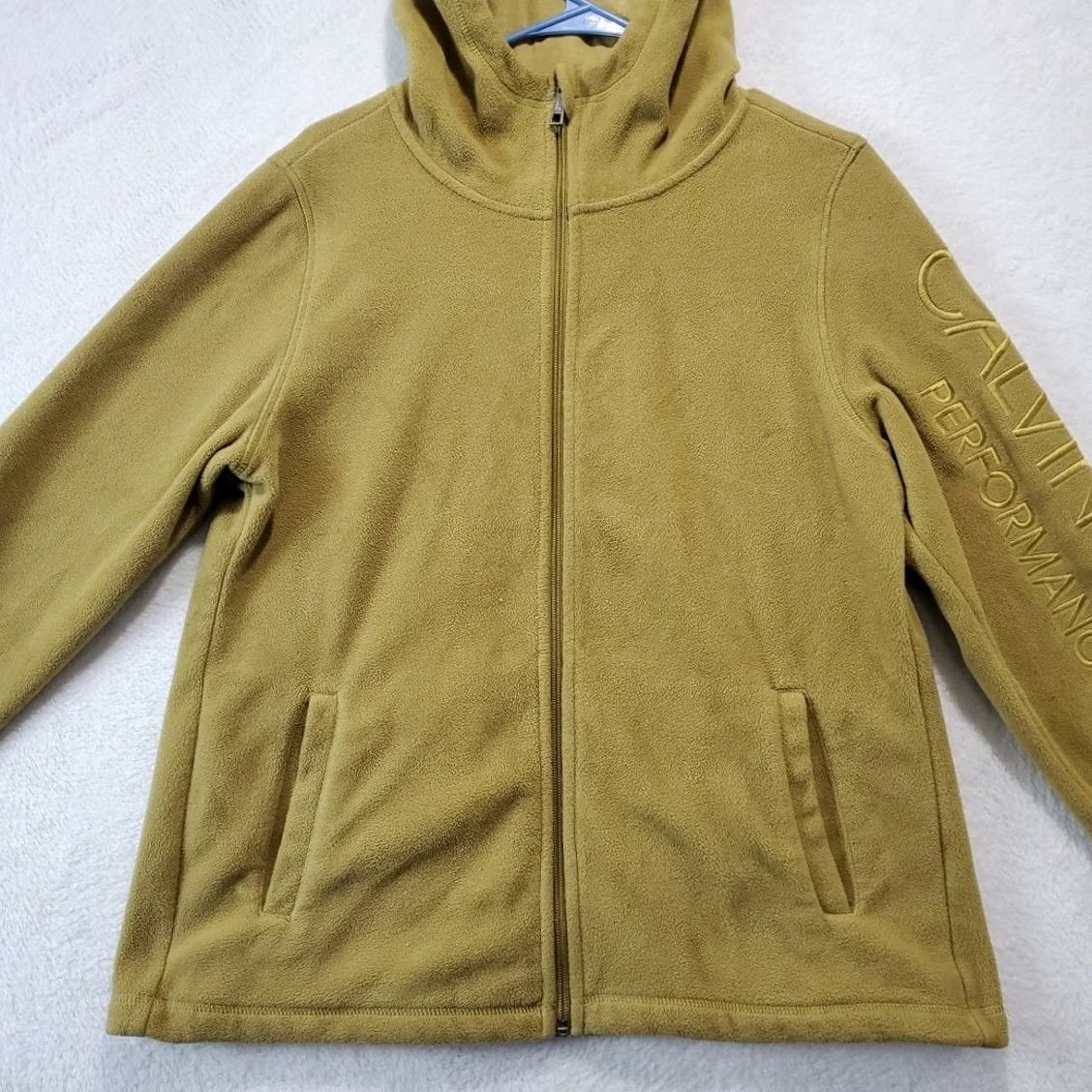 Calvin Klein Calvin Klein Performance Women's Hooded Full Zip Fleece Jacket Green Gold L Long Sleeve Pockets Embroidered Logo Solid Mid-Length Casual Fall Winter 트 Size L / US 10 / IT 46 - 3 Thumbnail