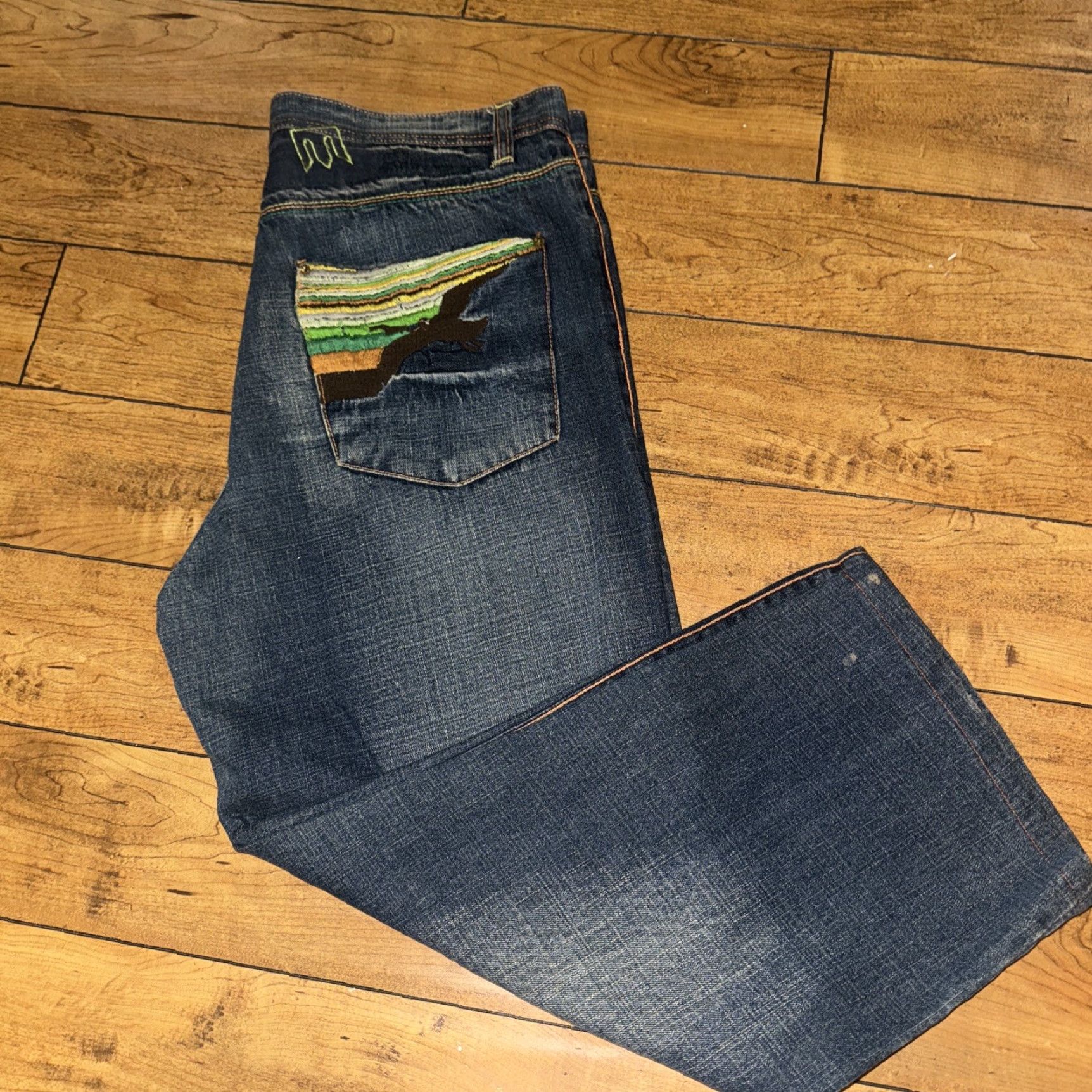 Denime VINTAGE Massive Jeans Men 38 30 Blue Denim Embroidered Straight Size US 38 / EU 54 - 2 Thumbnail