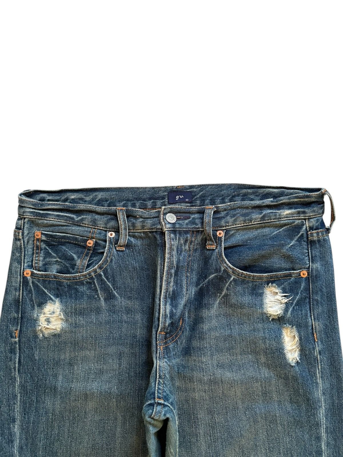 GU Vintage GU Mud Wash Distressed Ripped Loose Jeans Size US 35 - 4 Thumbnail